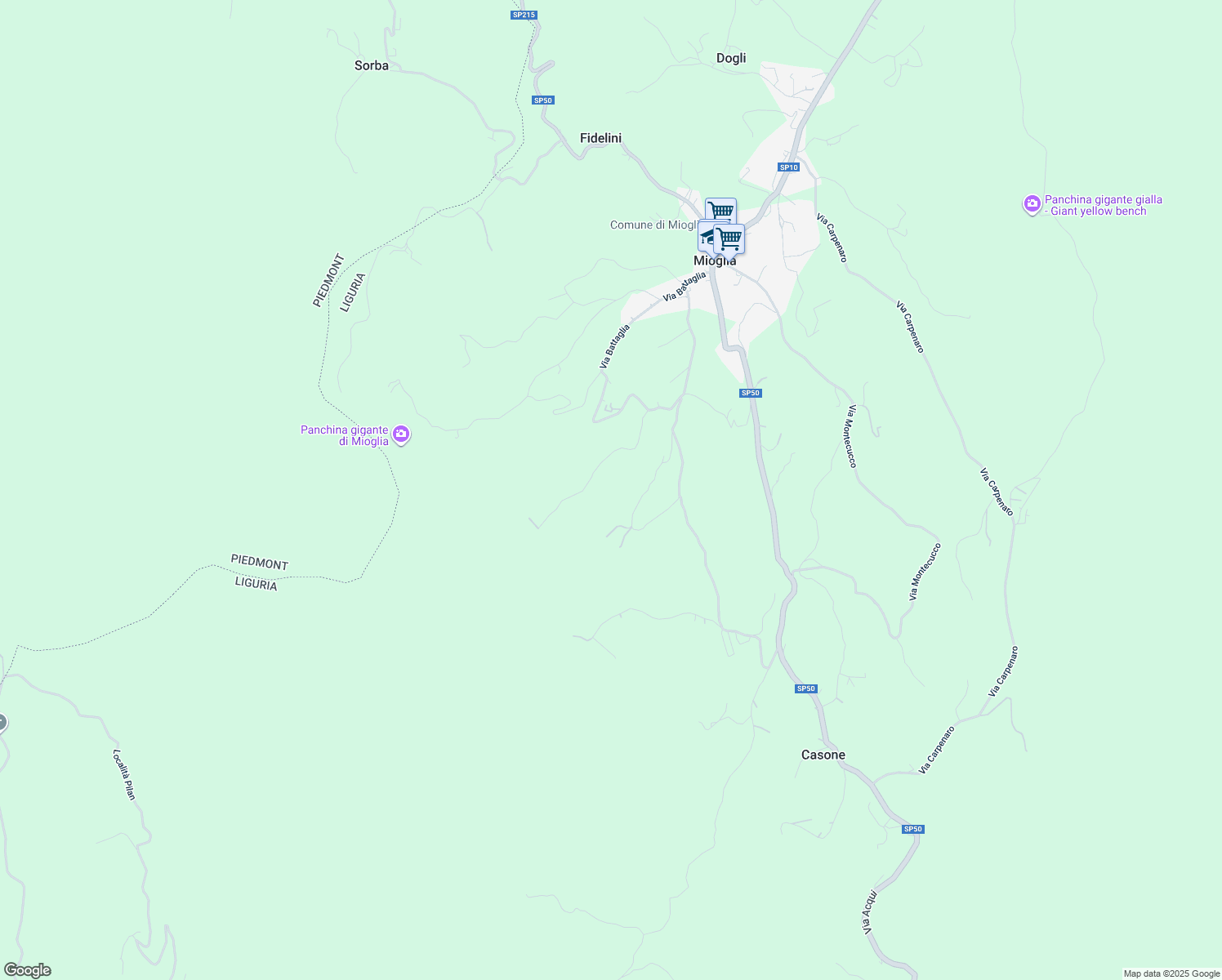 map of restaurants, bars, coffee shops, grocery stores, and more near 24 Via Giaccheri in Provincia di Savona