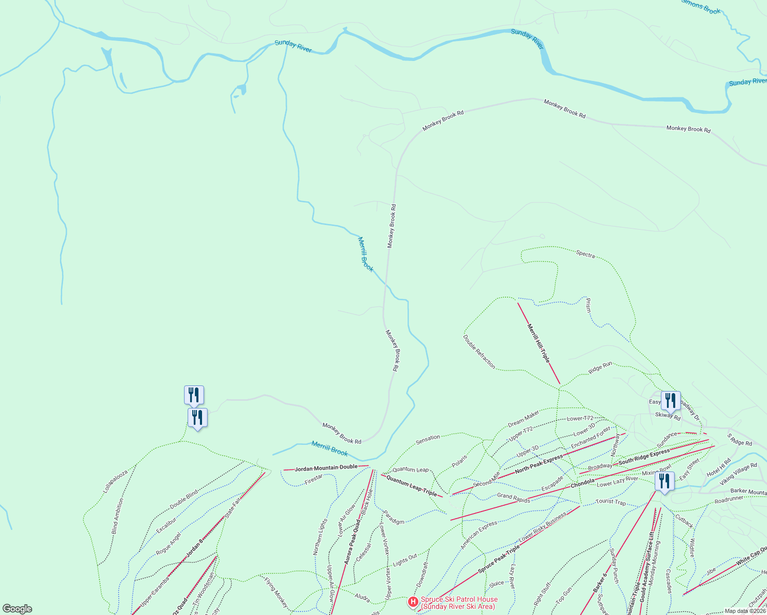 map of restaurants, bars, coffee shops, grocery stores, and more near 105 Monkey Brook Road in Newry