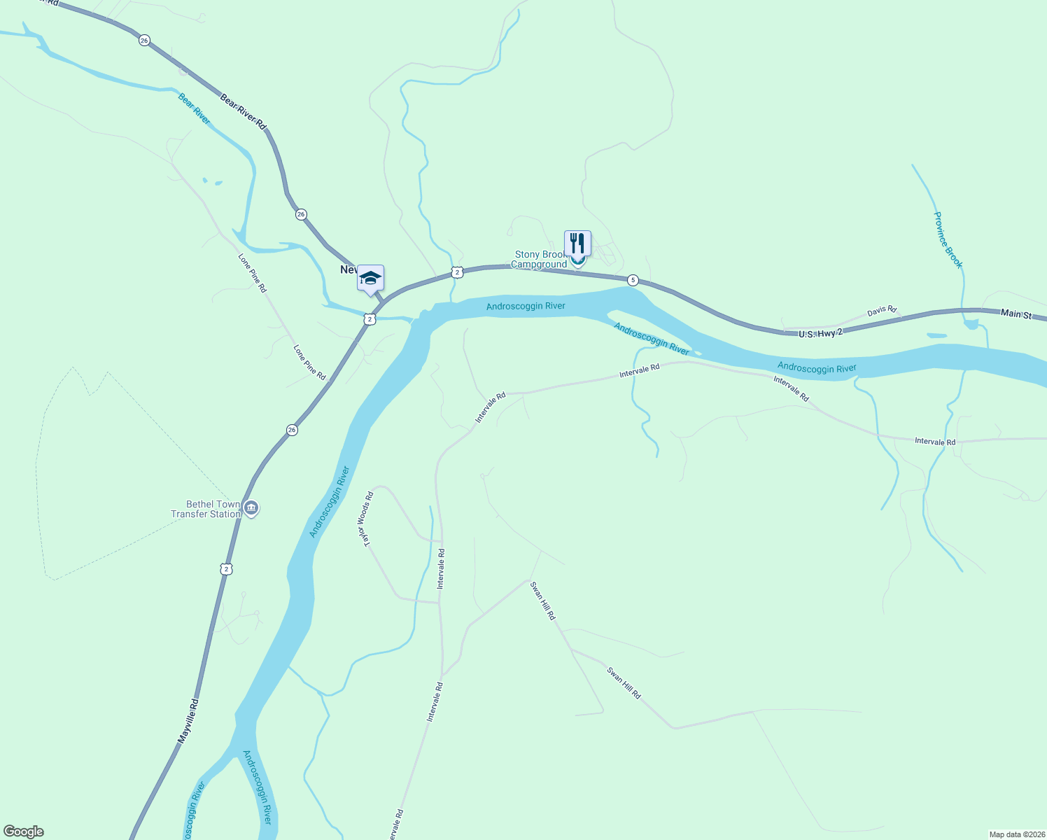 map of restaurants, bars, coffee shops, grocery stores, and more near Cummings Road in Bethel