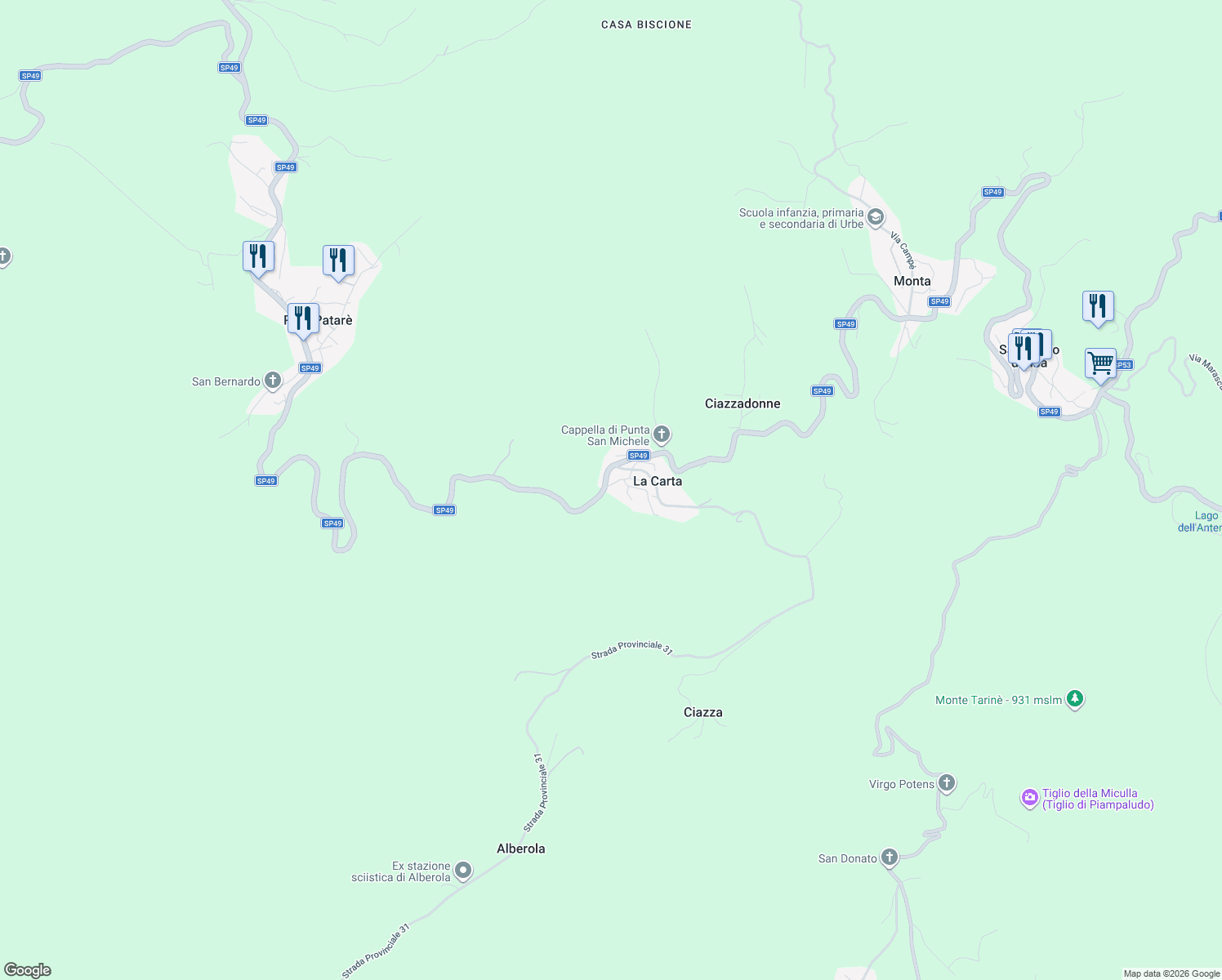 map of restaurants, bars, coffee shops, grocery stores, and more near 4 SP49 in La Carta
