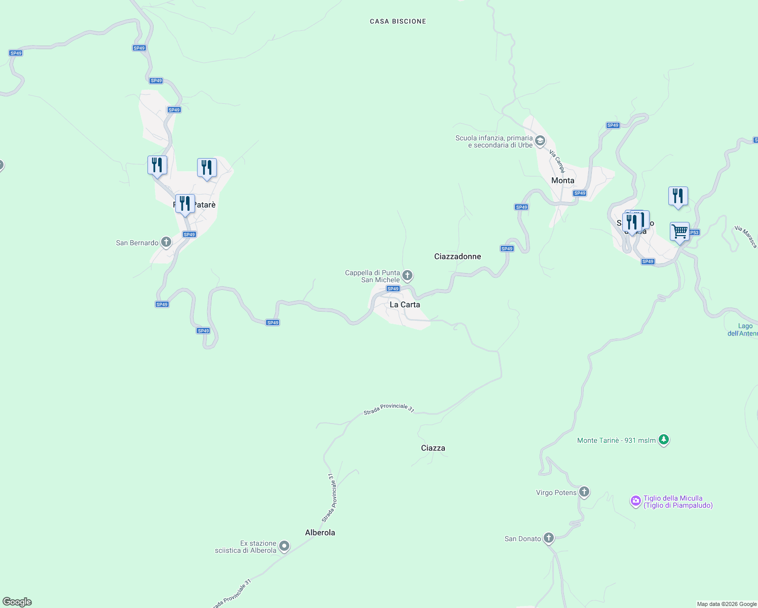 map of restaurants, bars, coffee shops, grocery stores, and more near 4 SP49 in La Carta