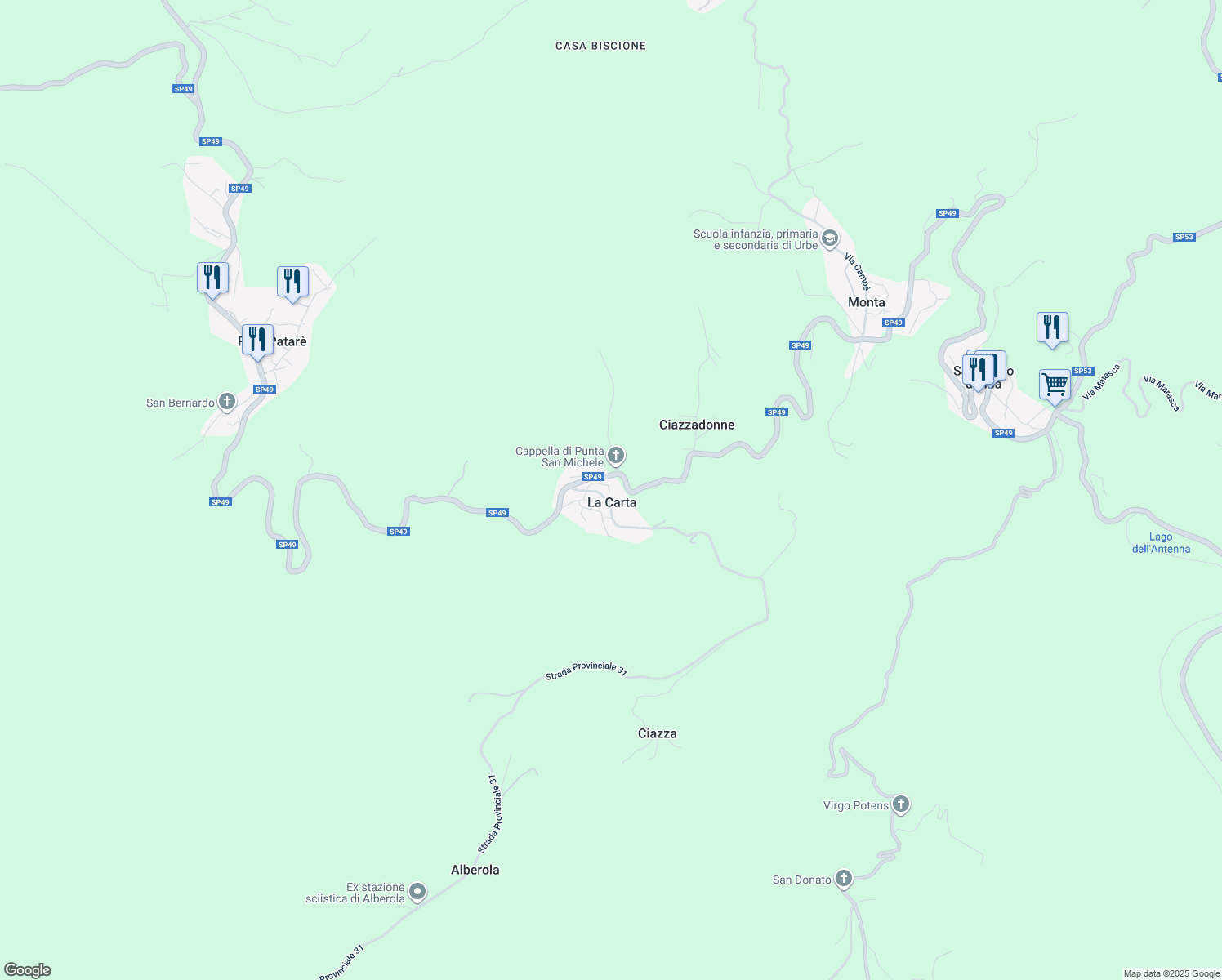 map of restaurants, bars, coffee shops, grocery stores, and more near 11 SP49 in La Carta