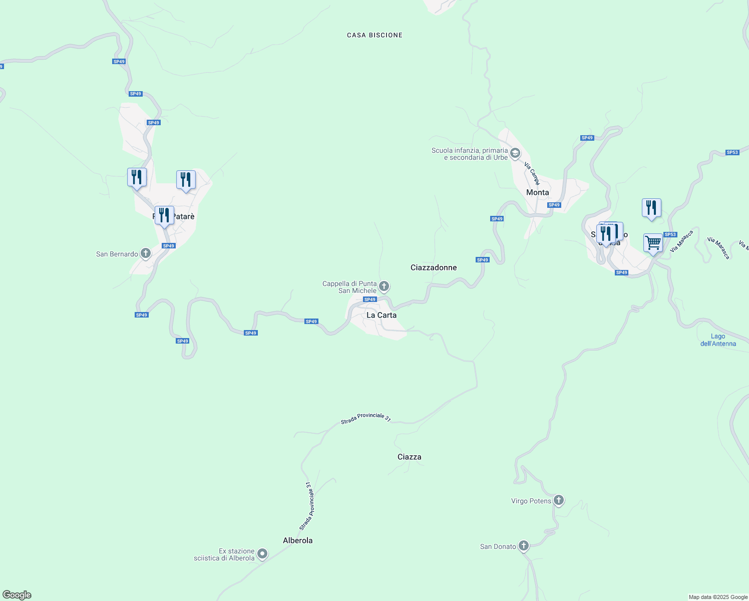 map of restaurants, bars, coffee shops, grocery stores, and more near 11 SP49 in La Carta