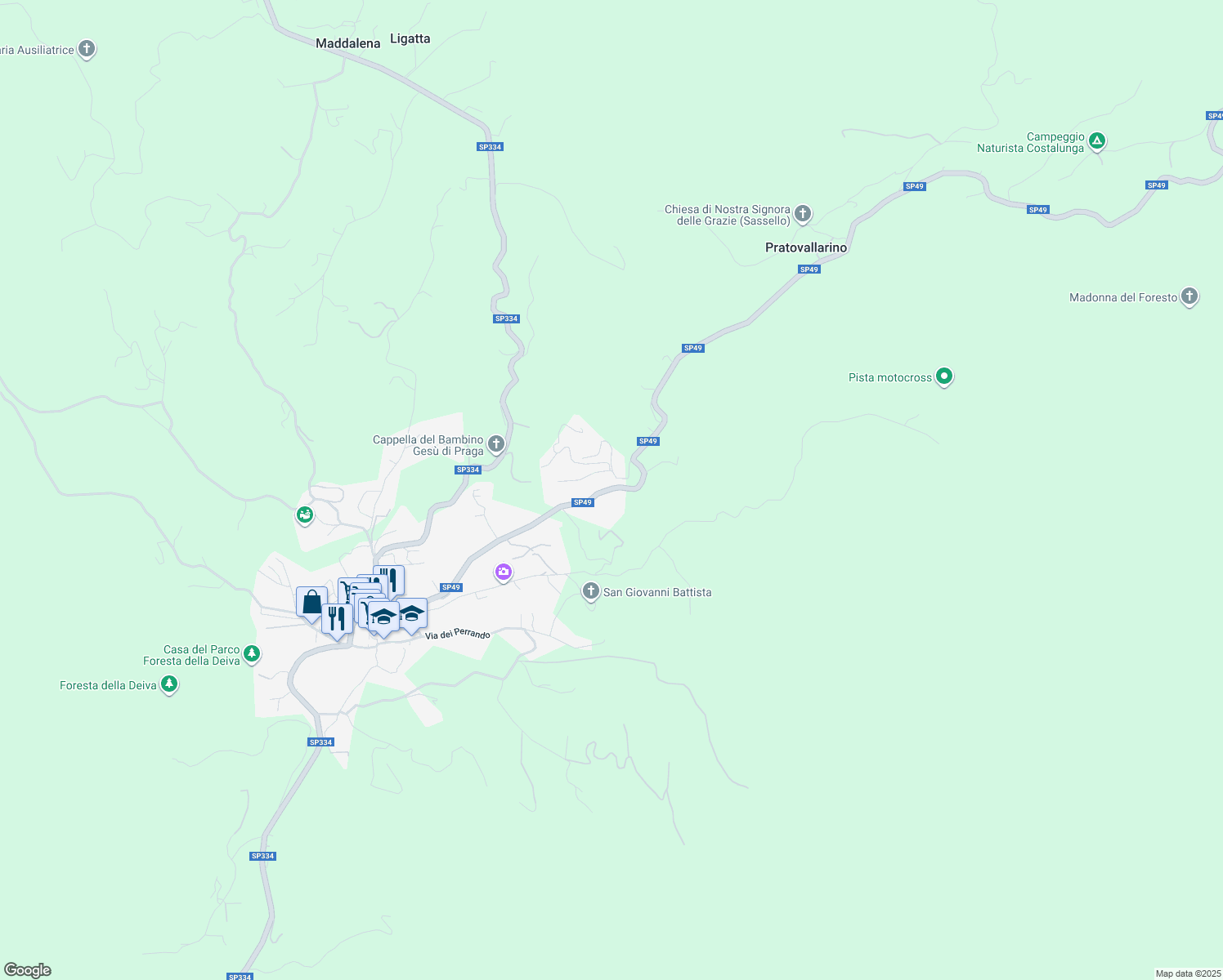 map of restaurants, bars, coffee shops, grocery stores, and more near 52 SP49 in Sassello