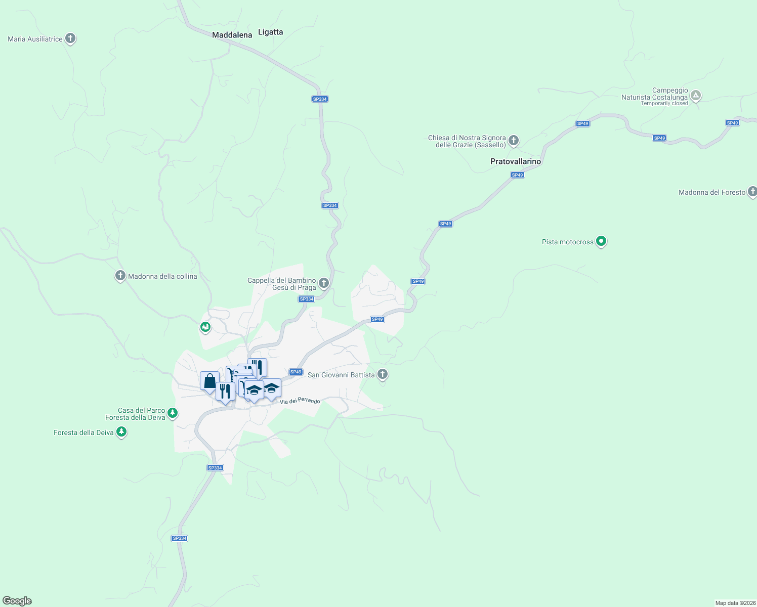 map of restaurants, bars, coffee shops, grocery stores, and more near 9 Località Brigiola in Sassello