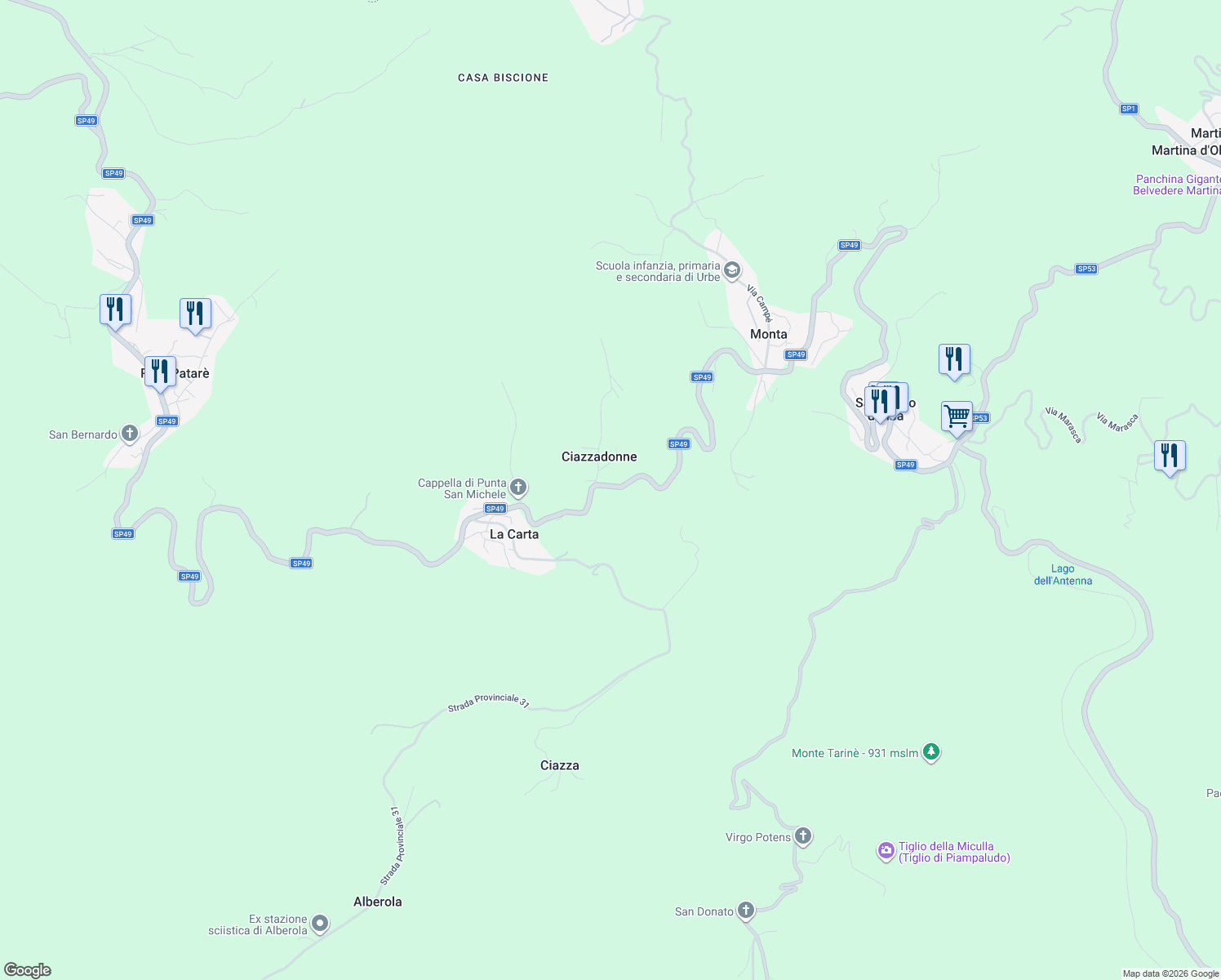 map of restaurants, bars, coffee shops, grocery stores, and more near 65A Via Savona in Ciazzadonne