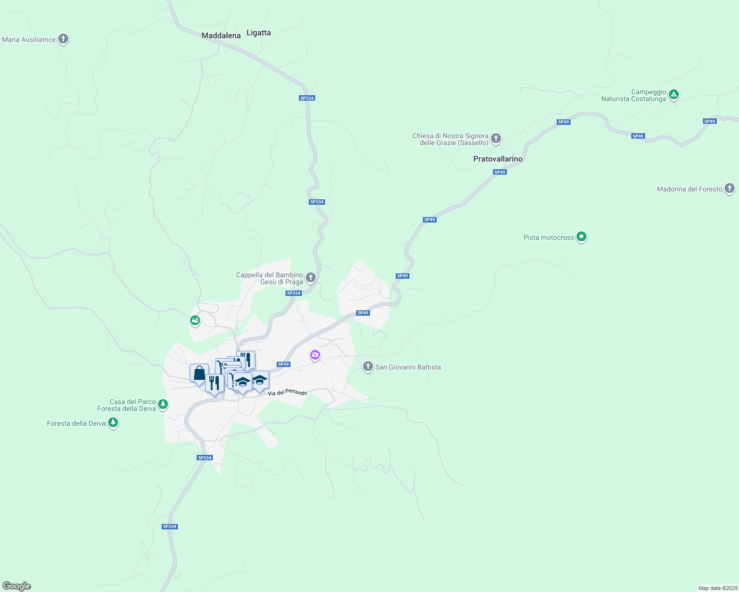 map of restaurants, bars, coffee shops, grocery stores, and more near 52 SP49 in Sassello