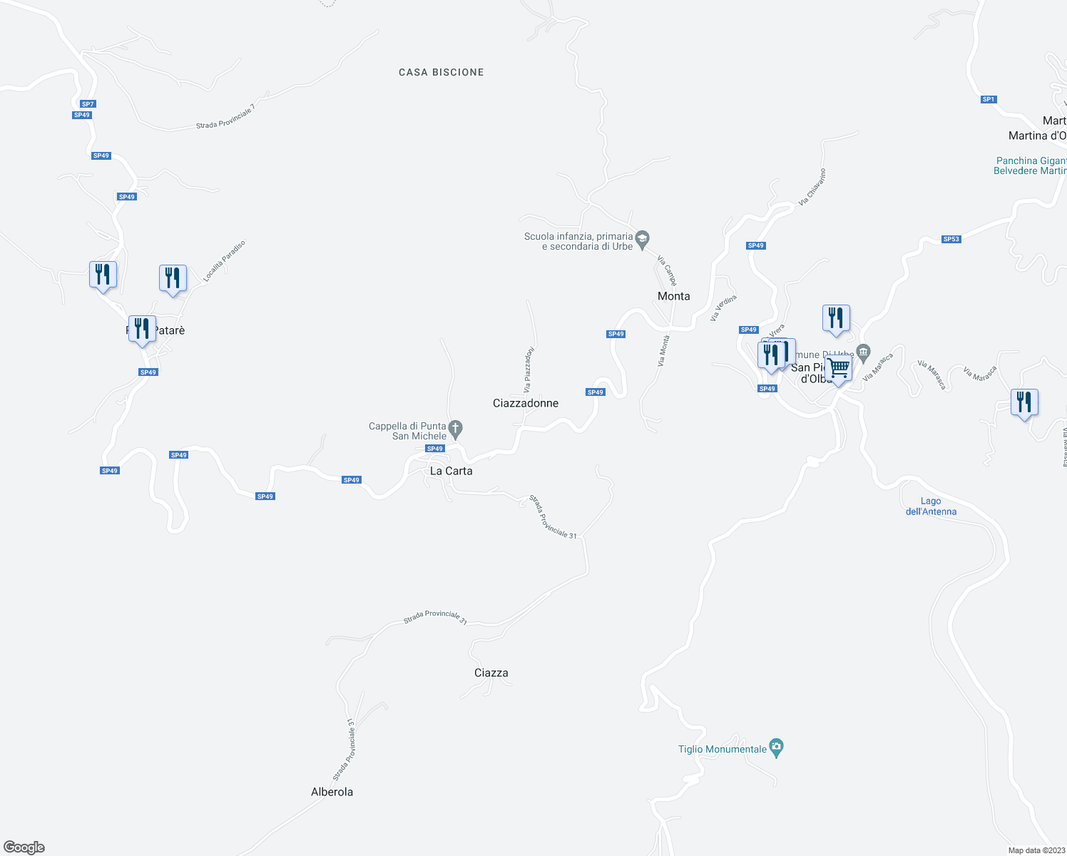 map of restaurants, bars, coffee shops, grocery stores, and more near 65A Via Savona in Ciazzadonne