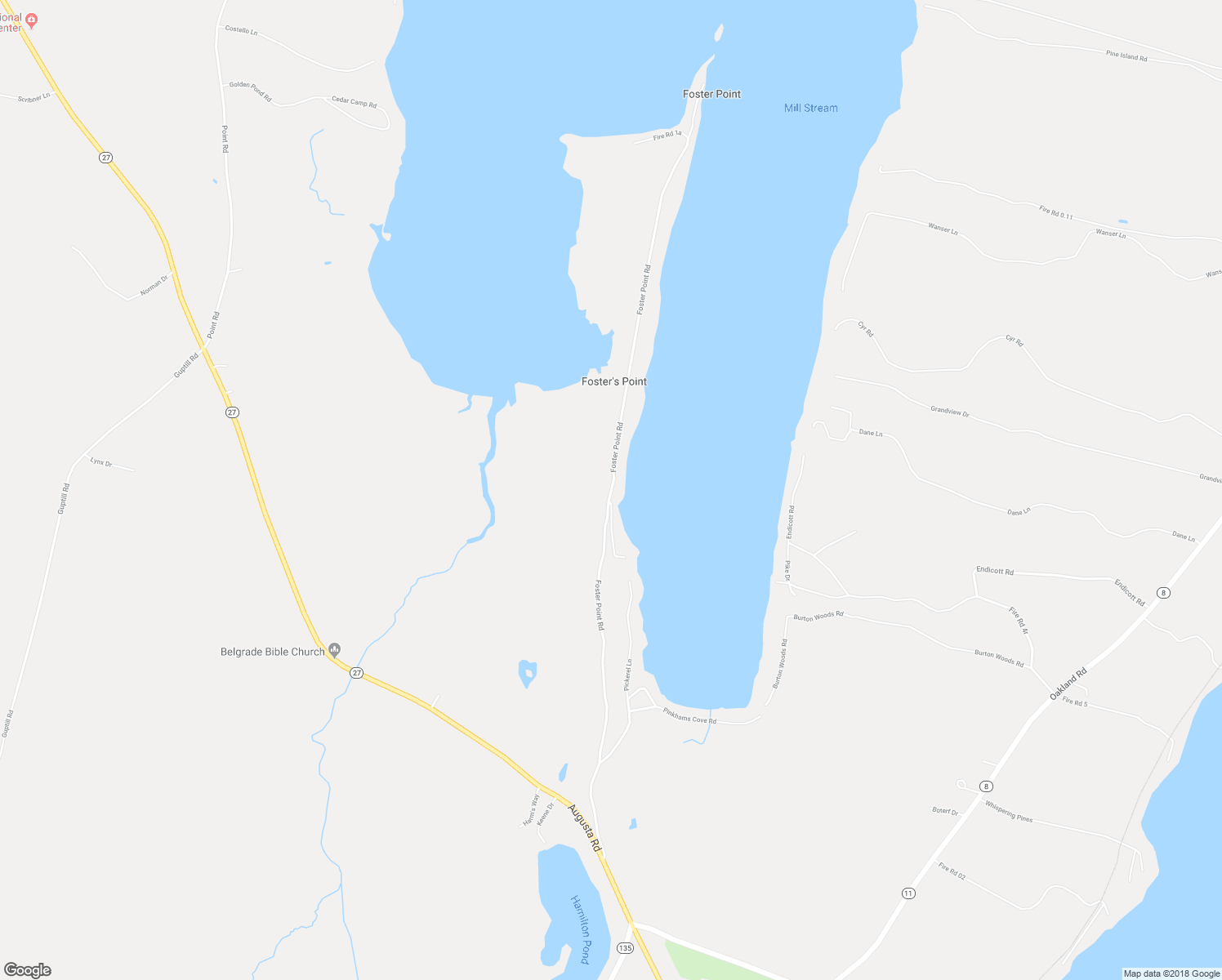 map of restaurants, bars, coffee shops, grocery stores, and more near Foster Point Road in Belgrade