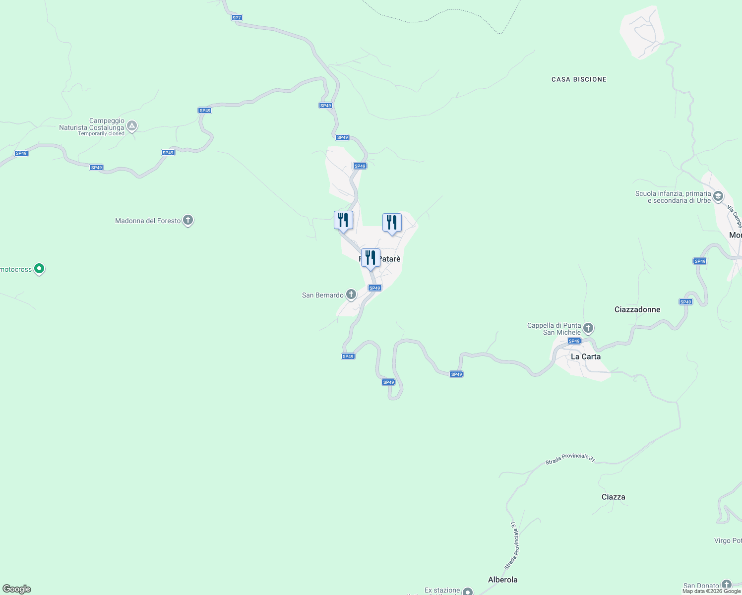 map of restaurants, bars, coffee shops, grocery stores, and more near 35 Strada Provinciale 49 in Palo-pataré