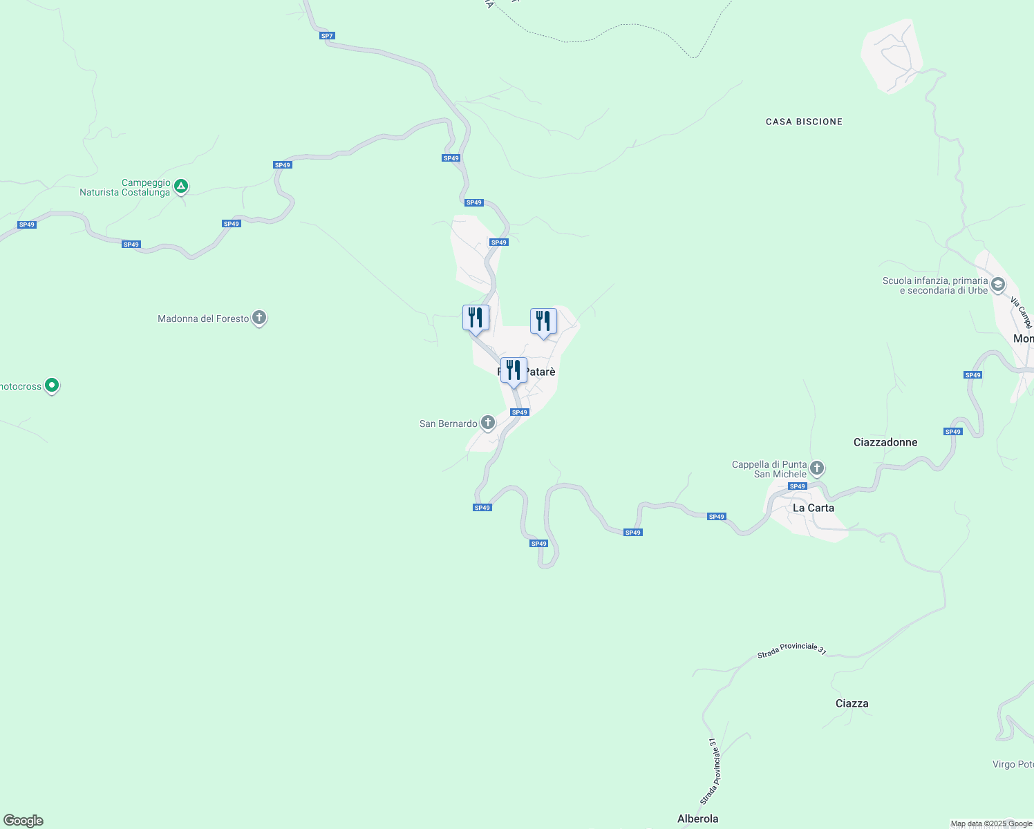 map of restaurants, bars, coffee shops, grocery stores, and more near 35 Strada Provinciale 49 in Palo-pataré