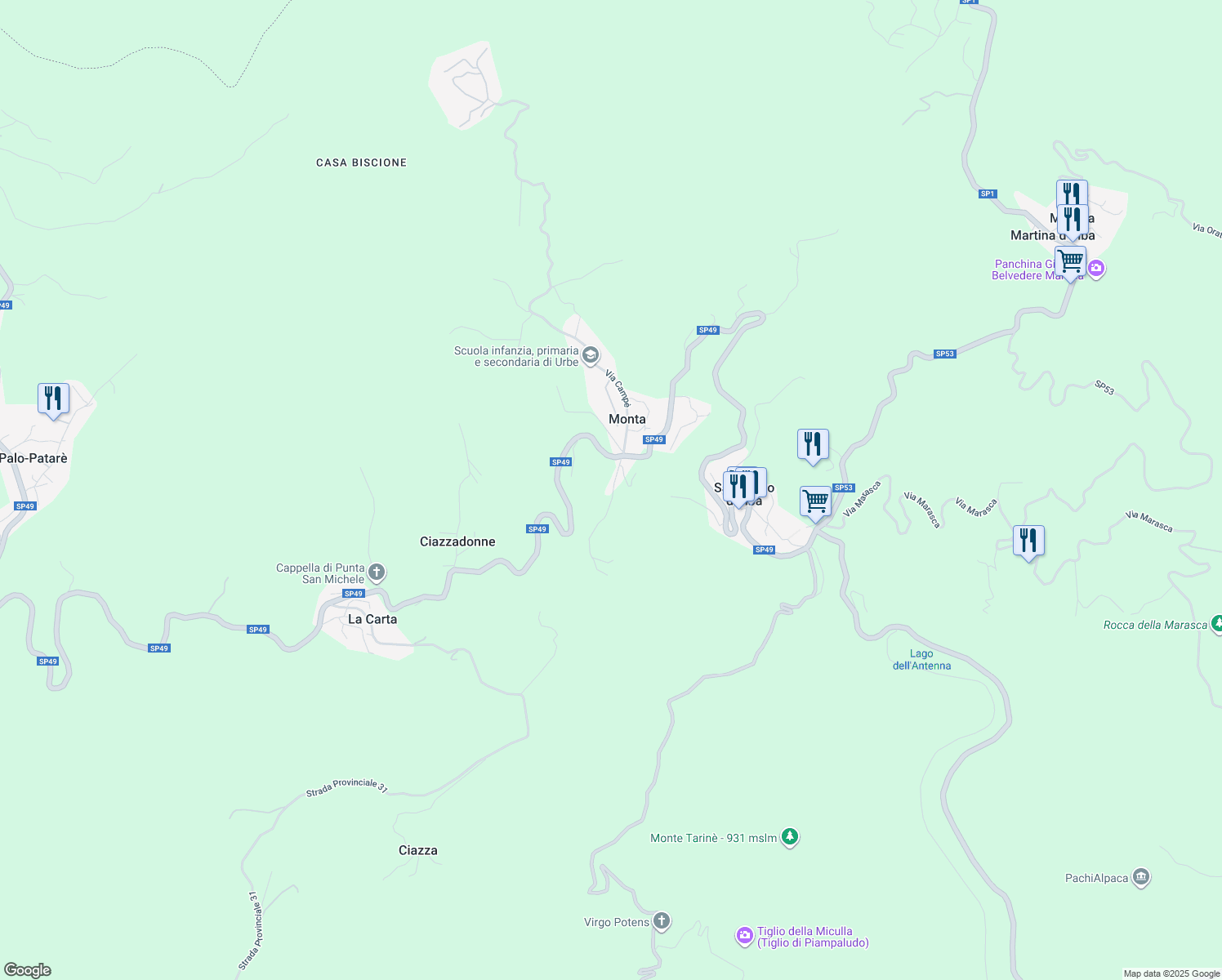 map of restaurants, bars, coffee shops, grocery stores, and more near 18 Via Montà in Provincia di Savona