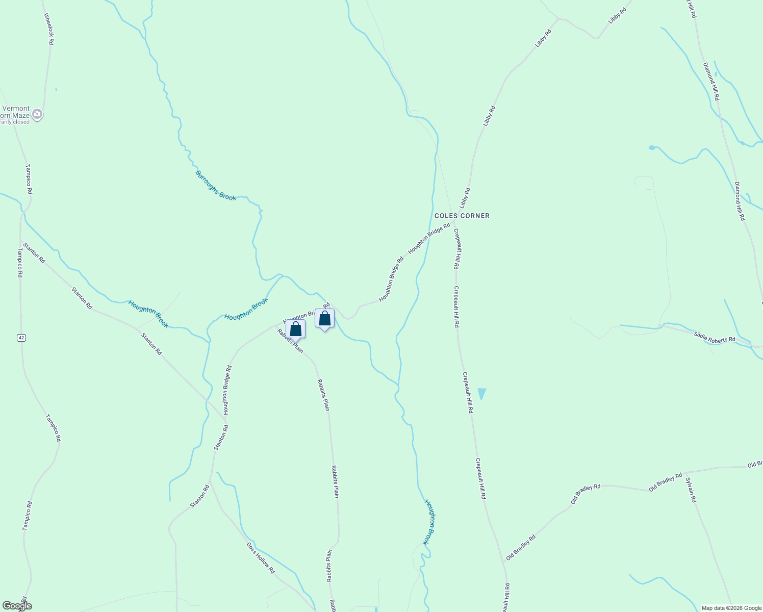 map of restaurants, bars, coffee shops, grocery stores, and more near 752 Houghton Bridge Road in Saint Johnsbury