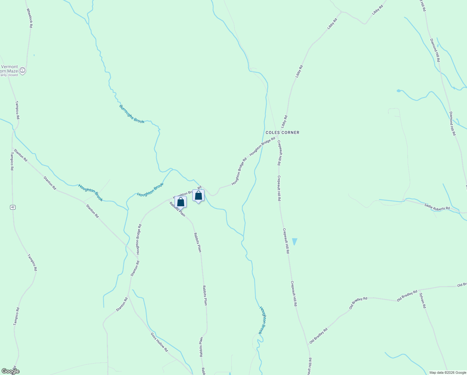 map of restaurants, bars, coffee shops, grocery stores, and more near 752 Houghton Bridge Road in Saint Johnsbury