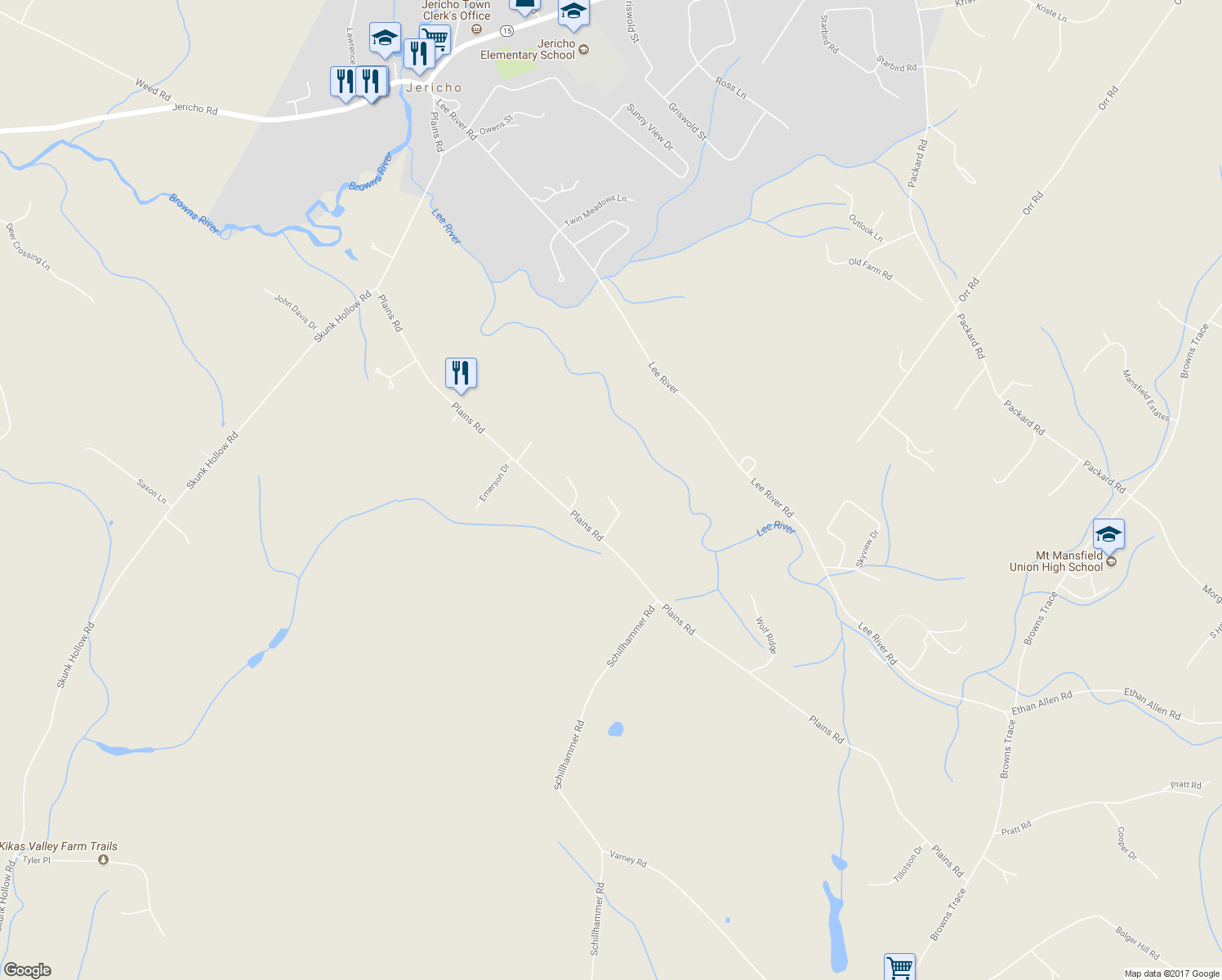 map of restaurants, bars, coffee shops, grocery stores, and more near 7 Hollis Lane in Chittenden County