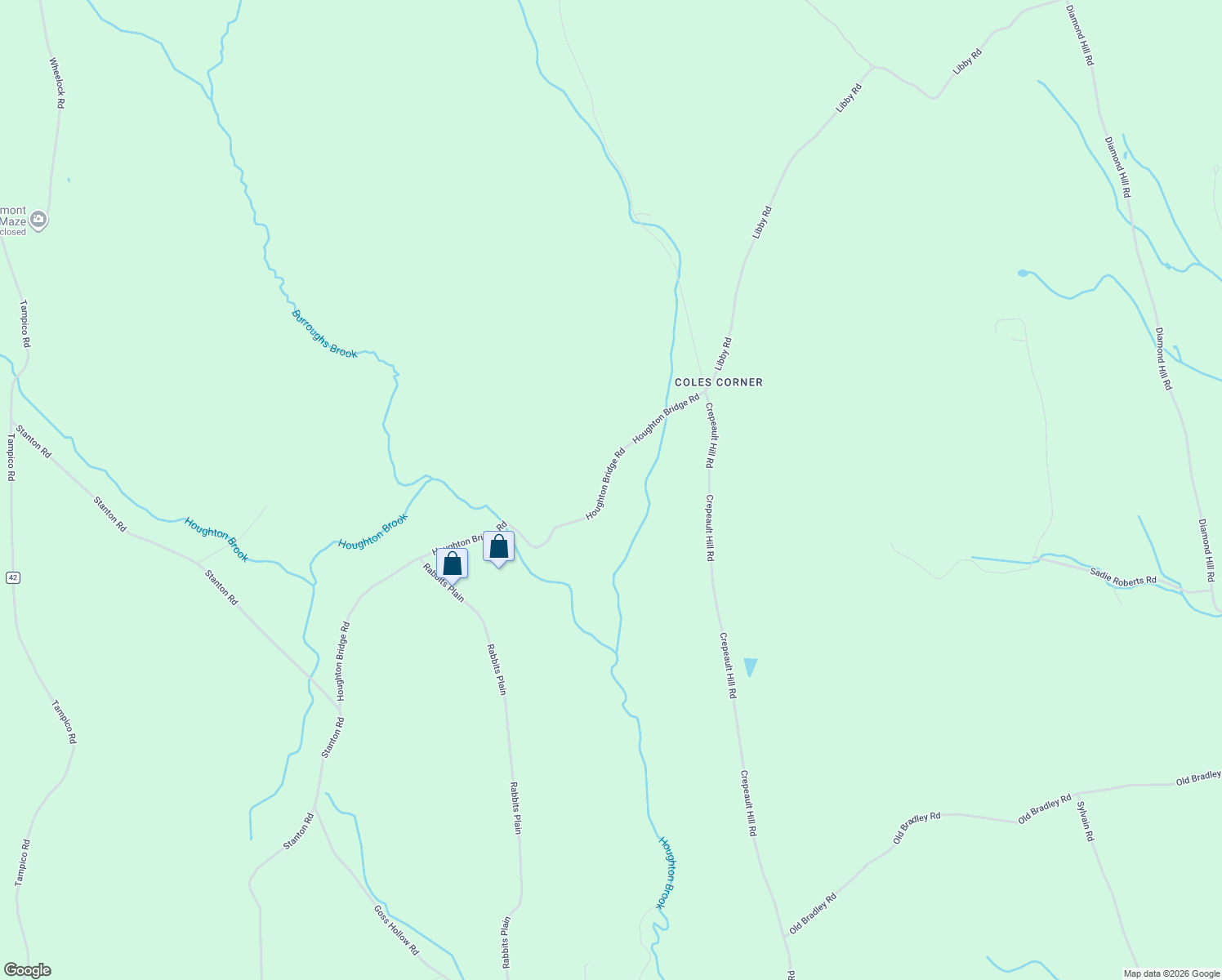 map of restaurants, bars, coffee shops, grocery stores, and more near 758 Houghton Bridge Road in Saint Johnsbury