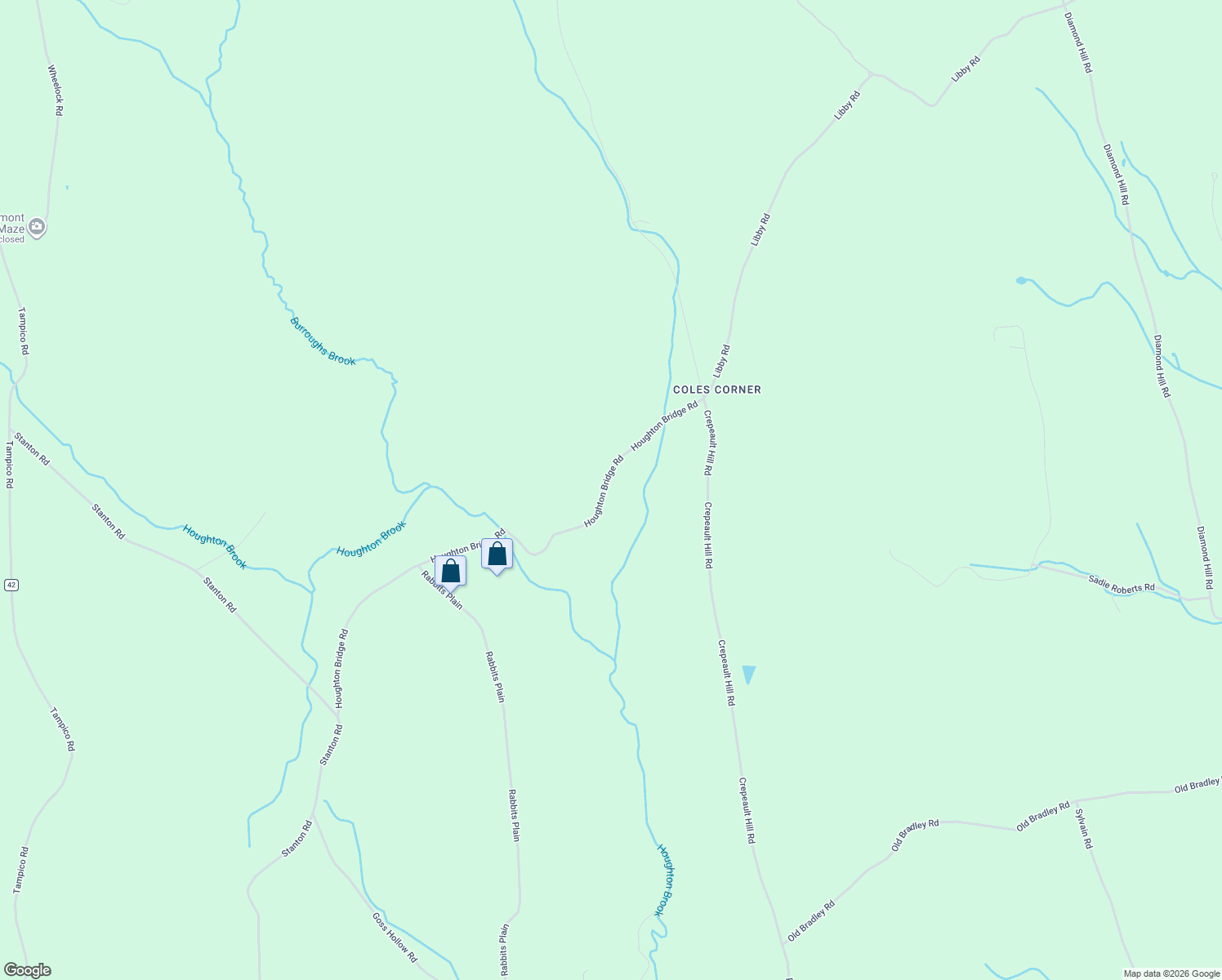 map of restaurants, bars, coffee shops, grocery stores, and more near 758 Houghton Bridge Road in Saint Johnsbury