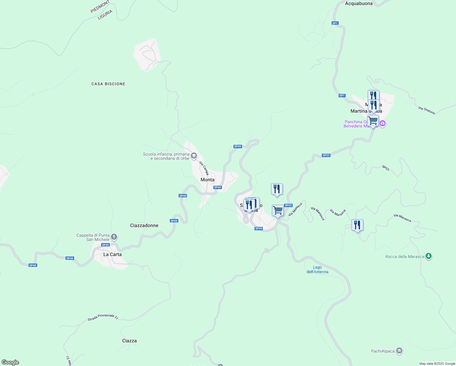 map of restaurants, bars, coffee shops, grocery stores, and more near 41 SP49 in Monta