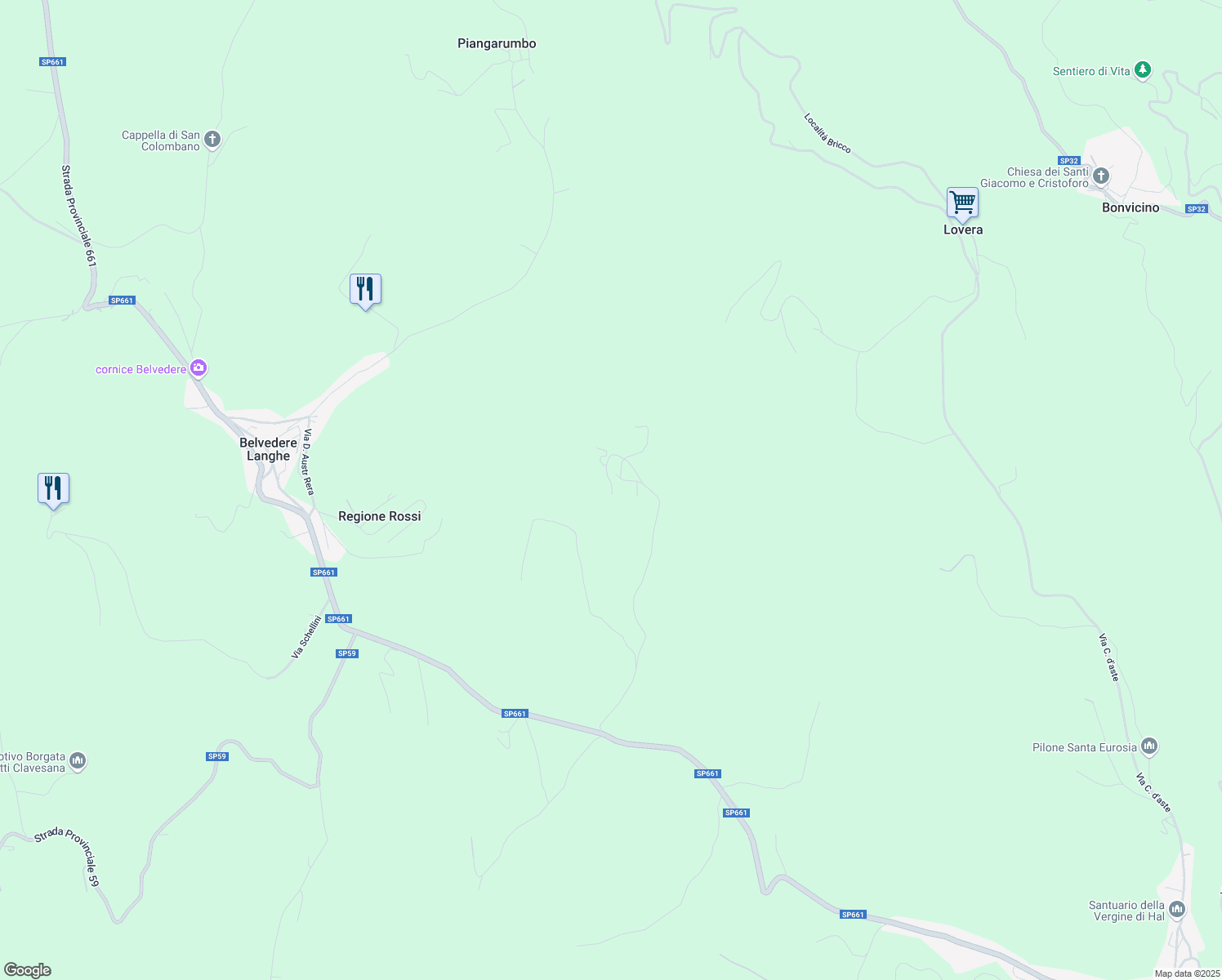 map of restaurants, bars, coffee shops, grocery stores, and more near 17 Frazione Mellea in Provincia di Cuneo