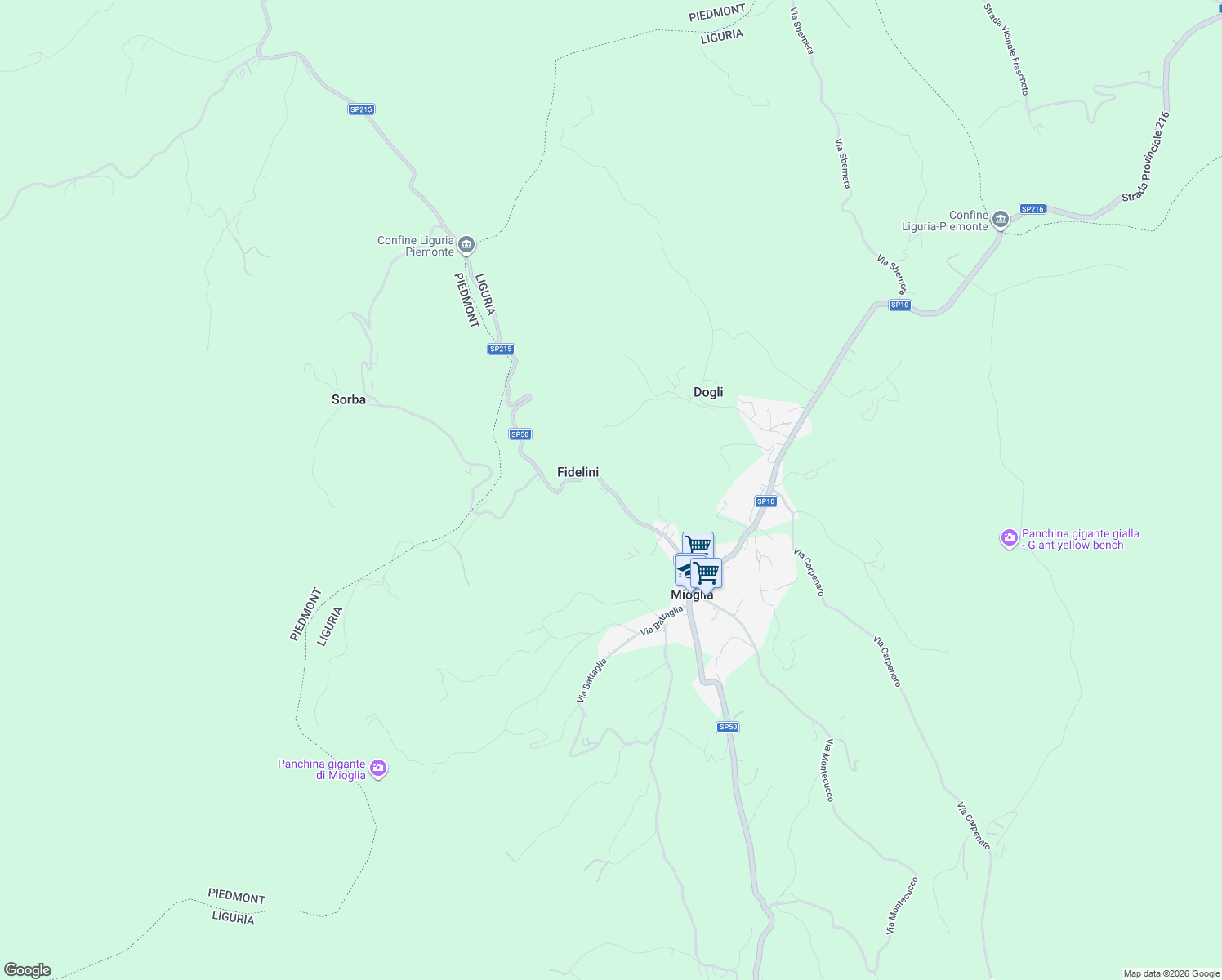 map of restaurants, bars, coffee shops, grocery stores, and more near 53 Via Roma in Provincia di Savona