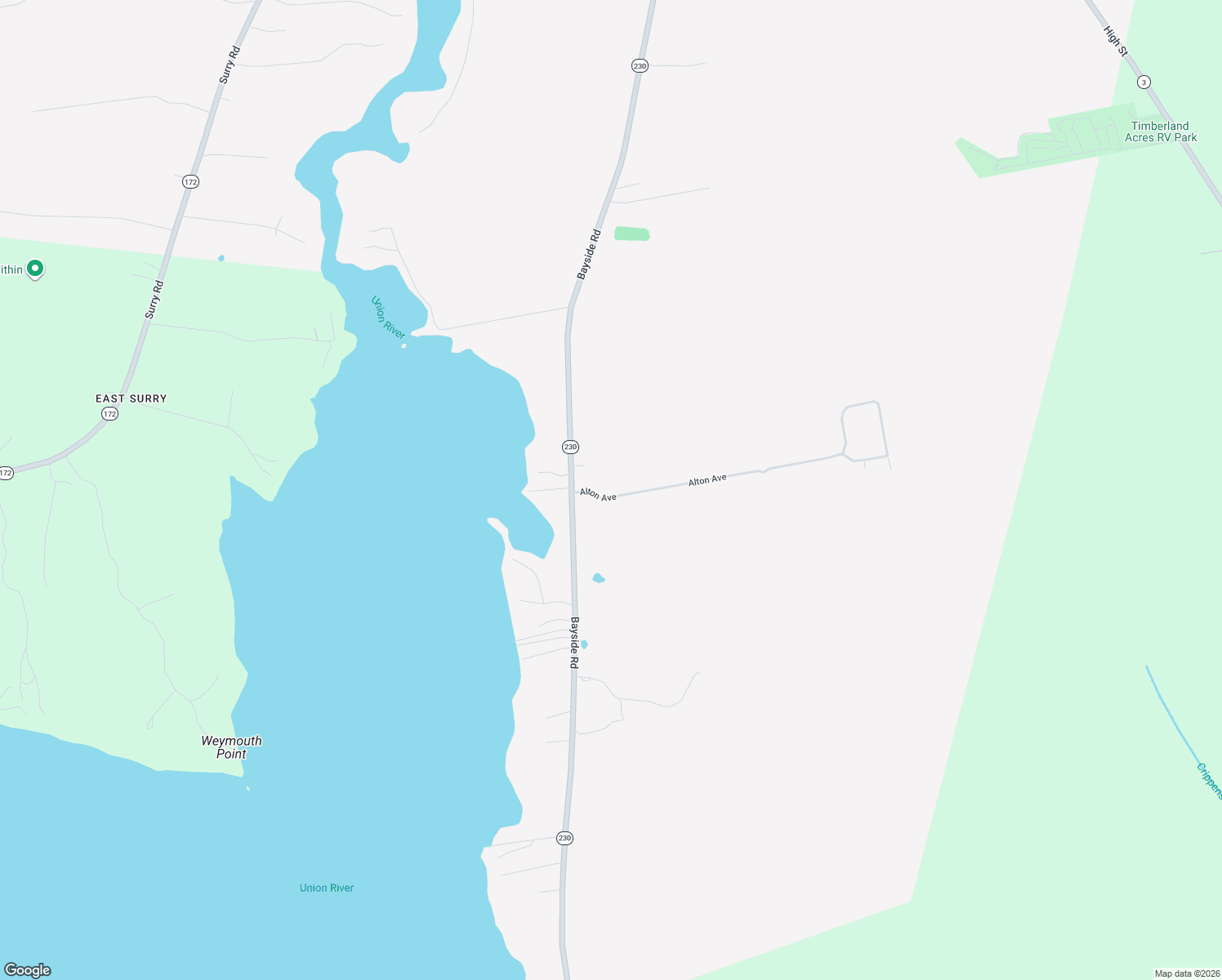 map of restaurants, bars, coffee shops, grocery stores, and more near 26 Altons Avenue in Ellsworth