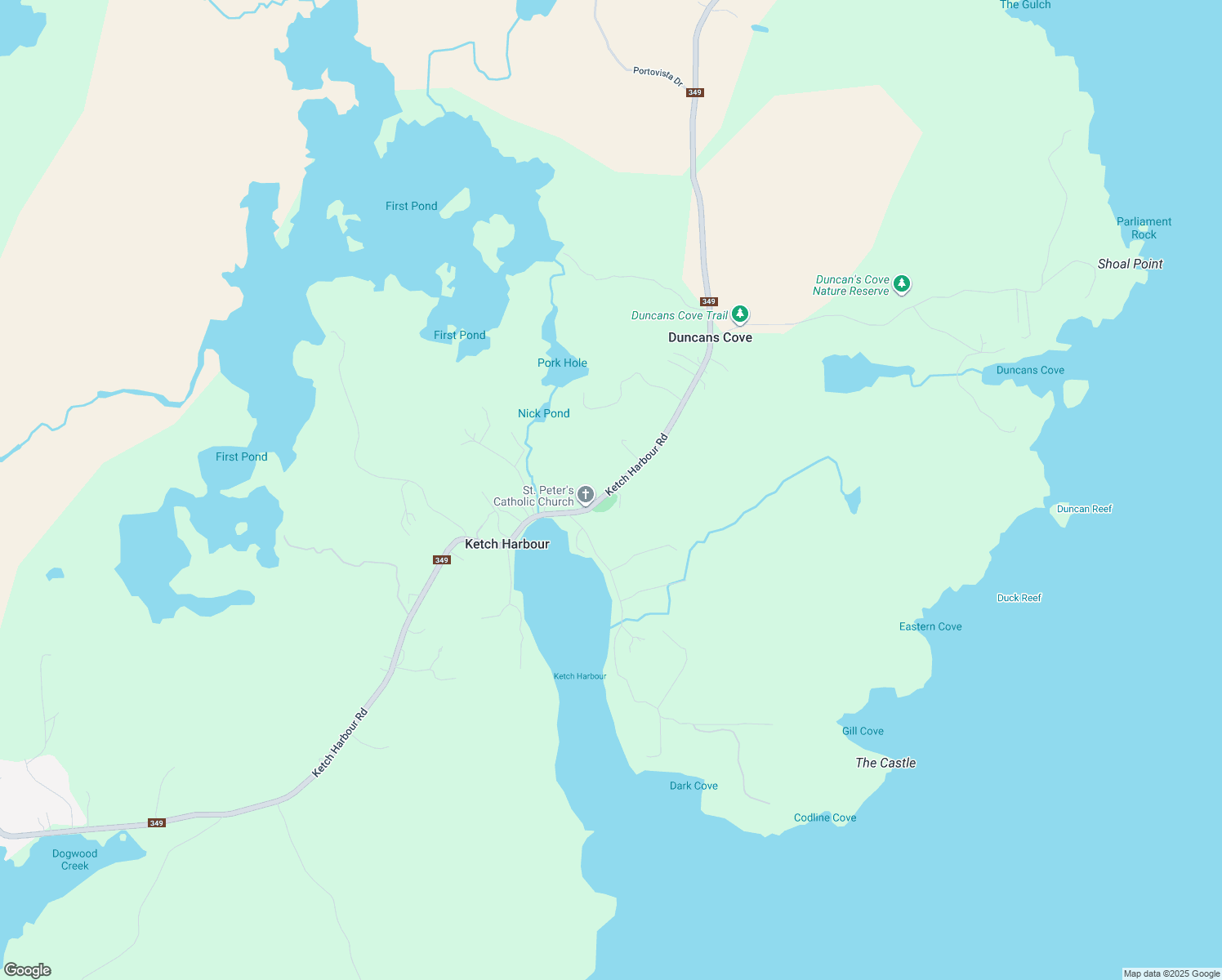 map of restaurants, bars, coffee shops, grocery stores, and more near 1095 Ketch Harbour Rd in Ketch Harbour