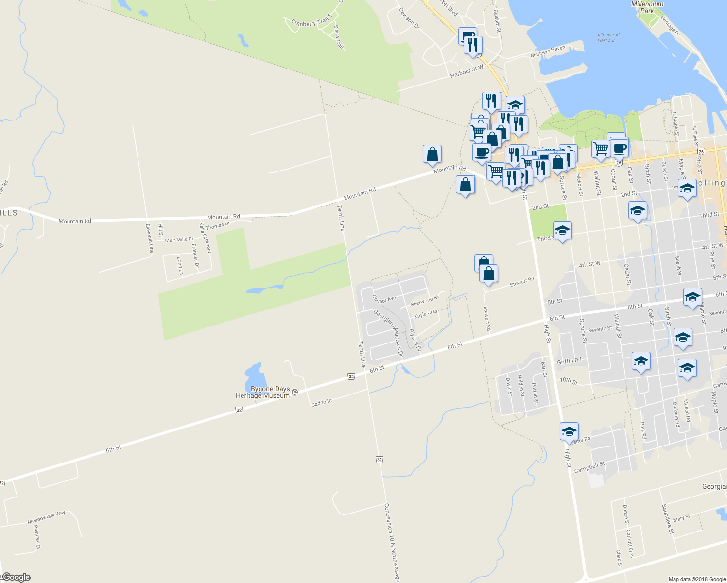 map of restaurants, bars, coffee shops, grocery stores, and more near 23 Connor Avenue in Collingwood