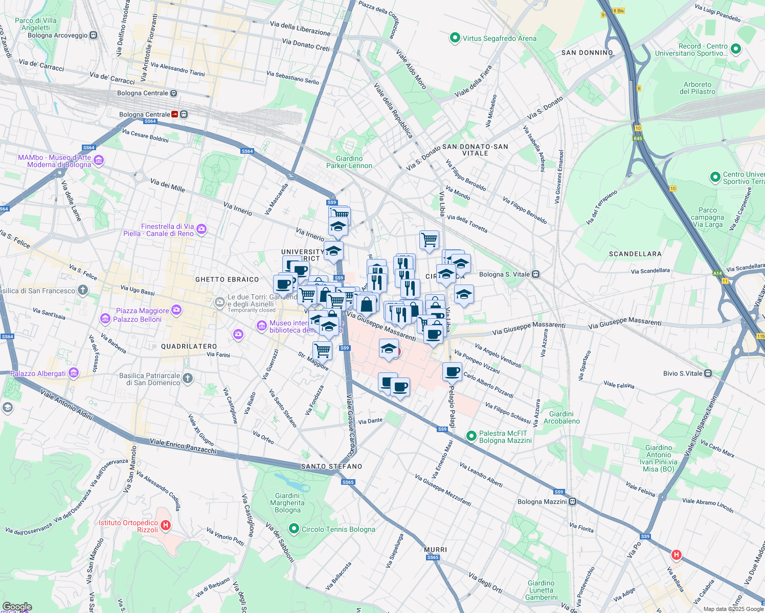 map of restaurants, bars, coffee shops, grocery stores, and more near 1 Via Goffredo Zaccherini in Imola