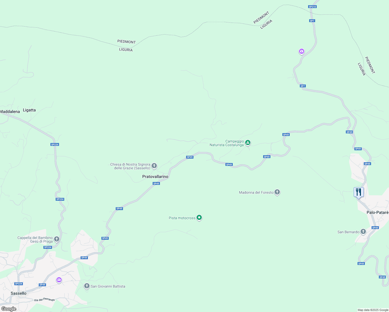 map of restaurants, bars, coffee shops, grocery stores, and more near 2 SP49 in Provincia di Savona