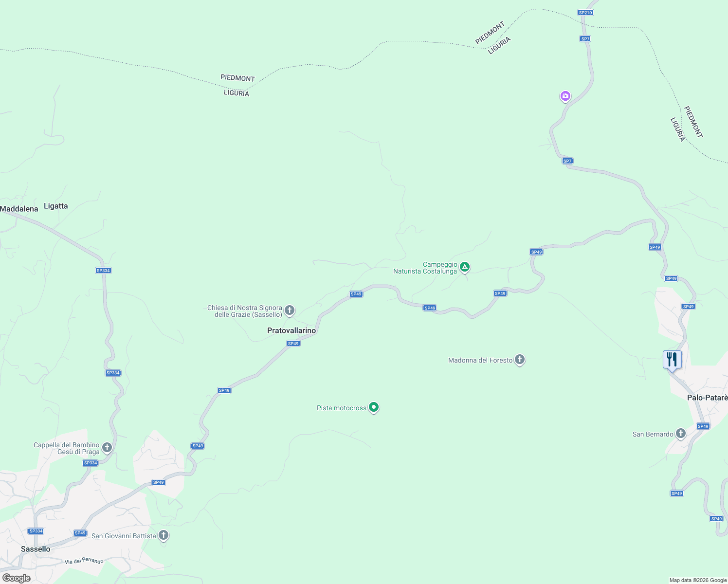 map of restaurants, bars, coffee shops, grocery stores, and more near 2 SP49 in Provincia di Savona