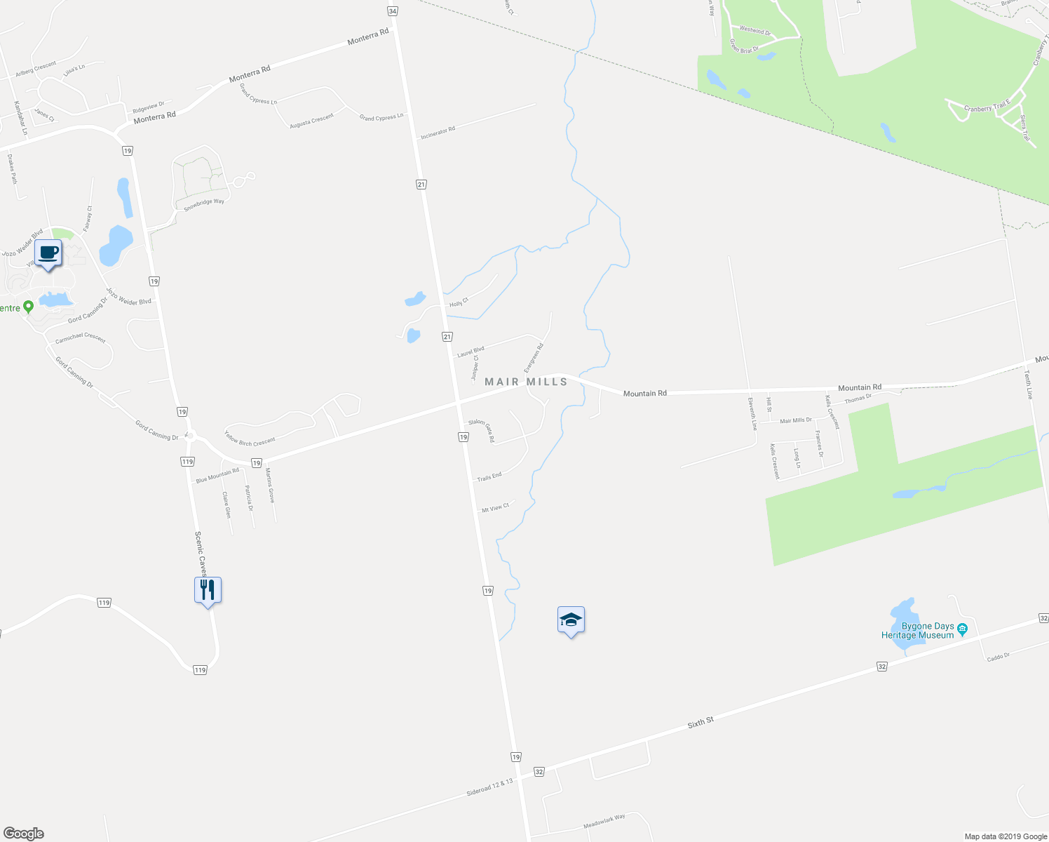 map of restaurants, bars, coffee shops, grocery stores, and more near 44 Trails End in Collingwood