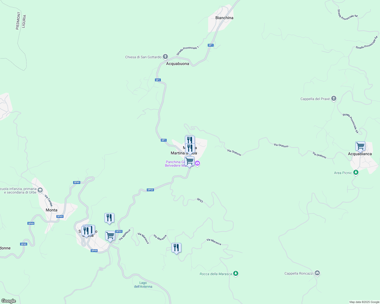 map of restaurants, bars, coffee shops, grocery stores, and more near 8 Piazza San Giacomo in Martina
