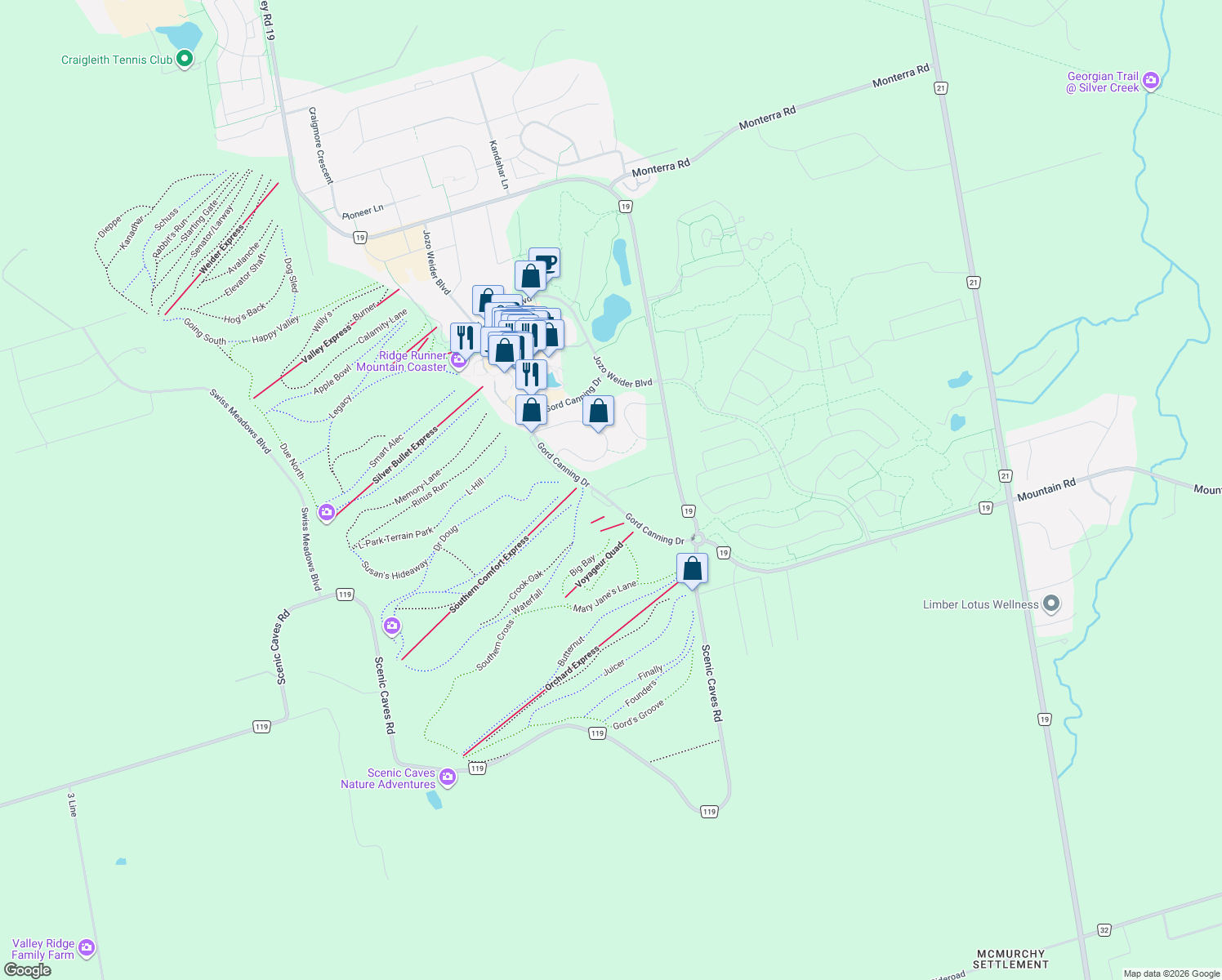 map of restaurants, bars, coffee shops, grocery stores, and more near Plater Street in Blue Mountains