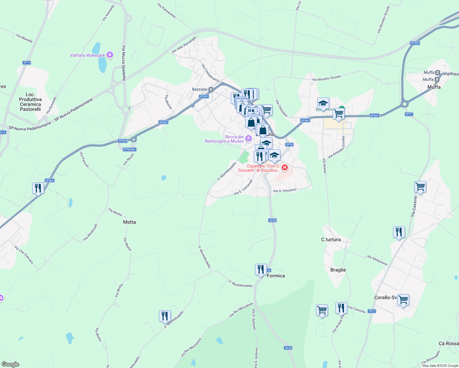map of restaurants, bars, coffee shops, grocery stores, and more near 19 Via Stella in Bazzano