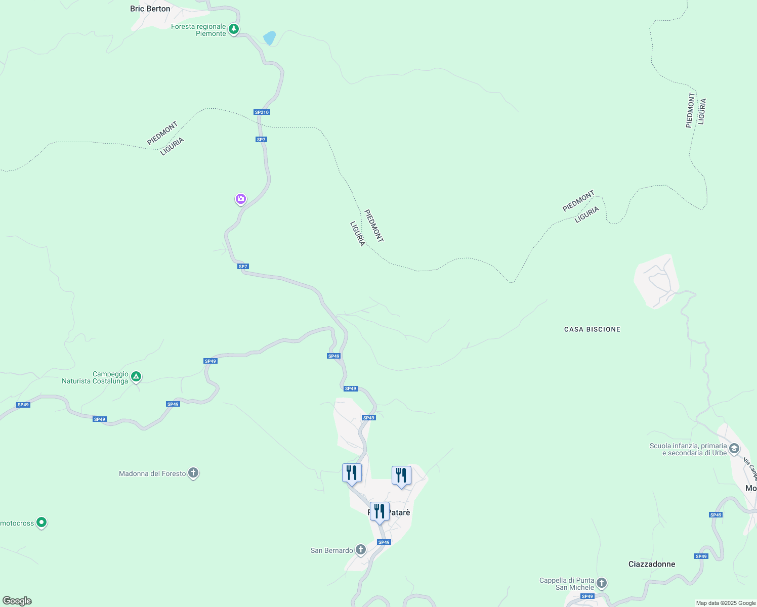 map of restaurants, bars, coffee shops, grocery stores, and more near Strada Provinciale 7 in Provincia di Savona