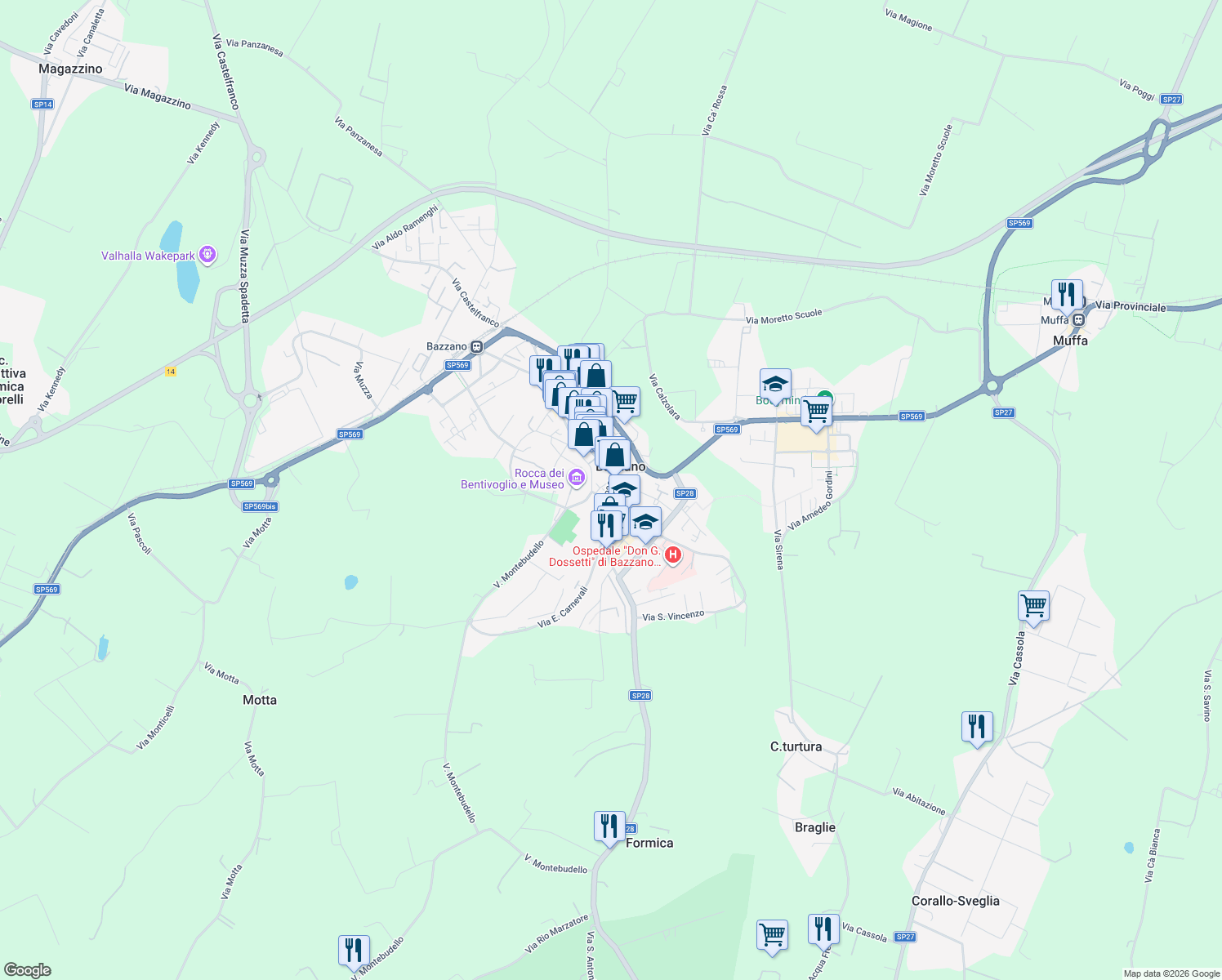 map of restaurants, bars, coffee shops, grocery stores, and more near 12 Via Molino in Valsamoggia