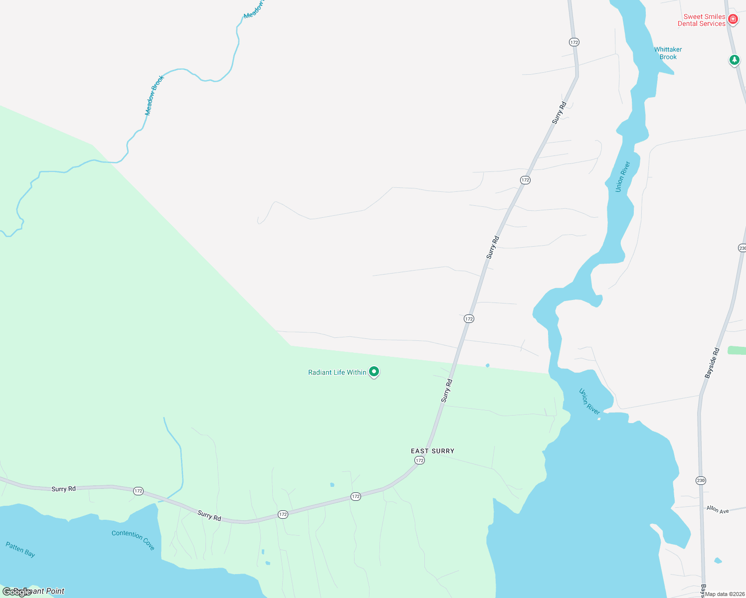 map of restaurants, bars, coffee shops, grocery stores, and more near 503 Surry Road in Ellsworth