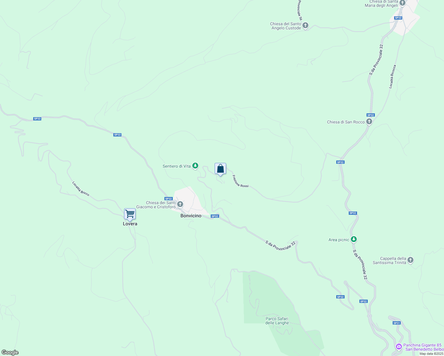 map of restaurants, bars, coffee shops, grocery stores, and more near Unnamed Road in Provincia di Cuneo