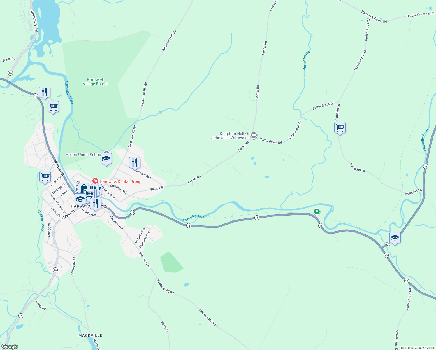 map of restaurants, bars, coffee shops, grocery stores, and more near in Hardwick