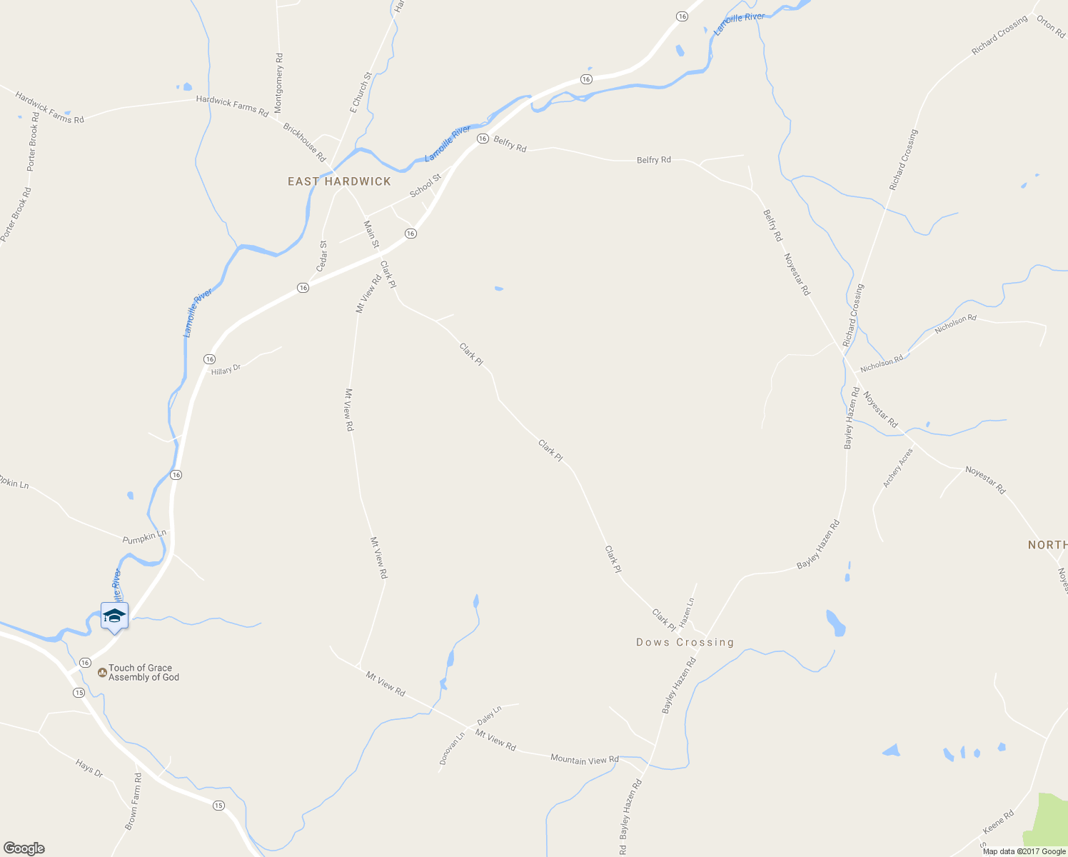 map of restaurants, bars, coffee shops, grocery stores, and more near 3717 Ward Hill Road in Hardwick