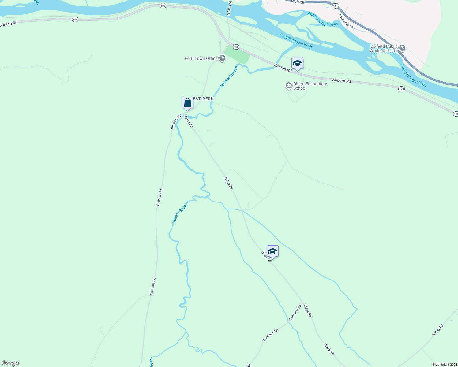 map of restaurants, bars, coffee shops, grocery stores, and more near 447 Ridge Road in Peru
