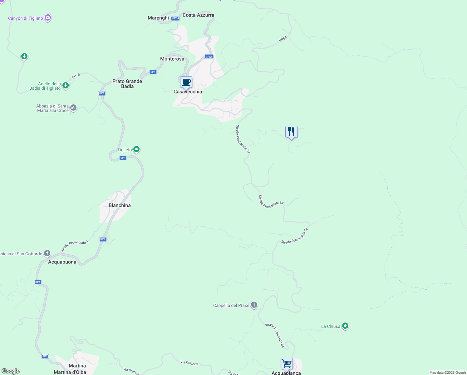 map of restaurants, bars, coffee shops, grocery stores, and more near 17 Via Reborina in Genoa
