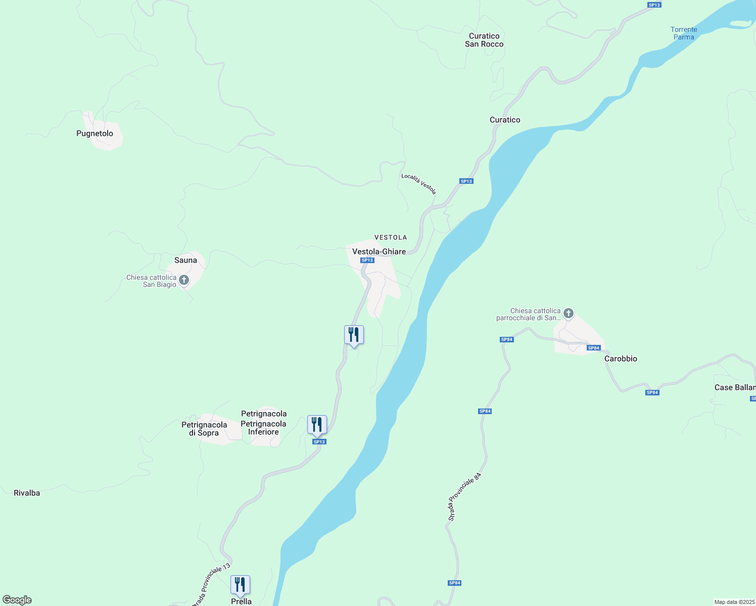 map of restaurants, bars, coffee shops, grocery stores, and more near in Vestola-ghiare