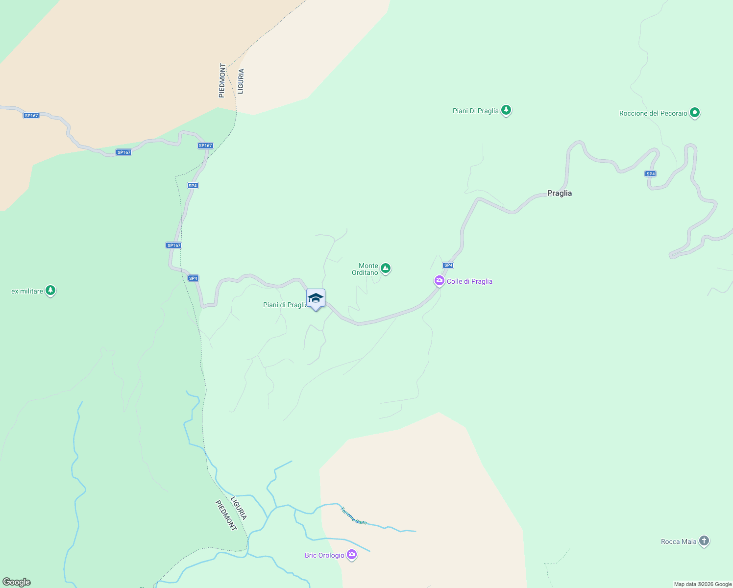 map of restaurants, bars, coffee shops, grocery stores, and more near Strada Provinciale 4 in Genoa