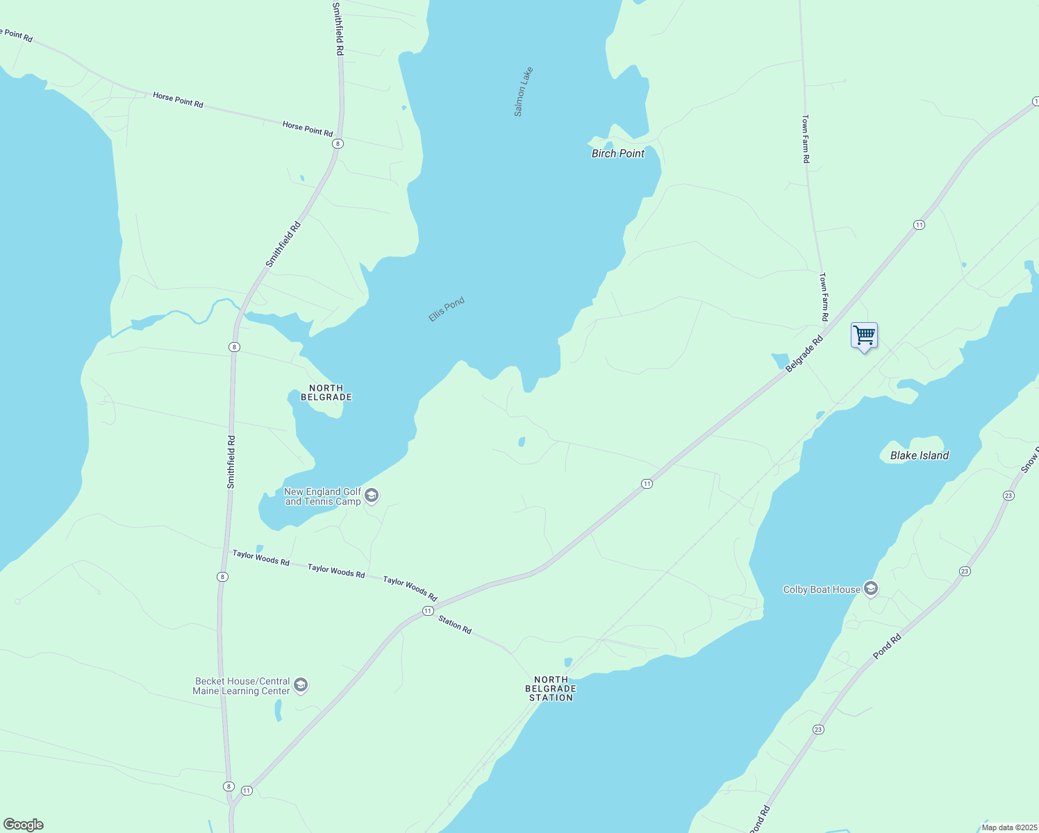 map of restaurants, bars, coffee shops, grocery stores, and more near 221 Ellis Pond Road in Oakland