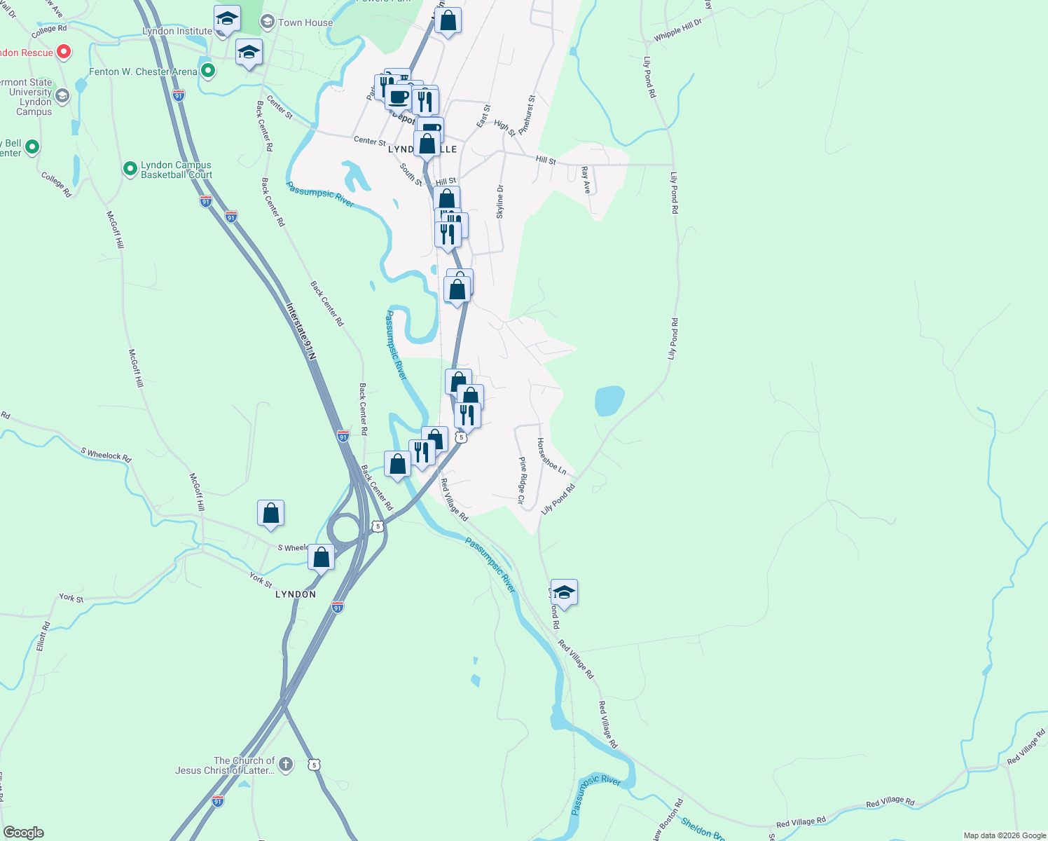 map of restaurants, bars, coffee shops, grocery stores, and more near 487 Pine Ridge Circle in Lyndon
