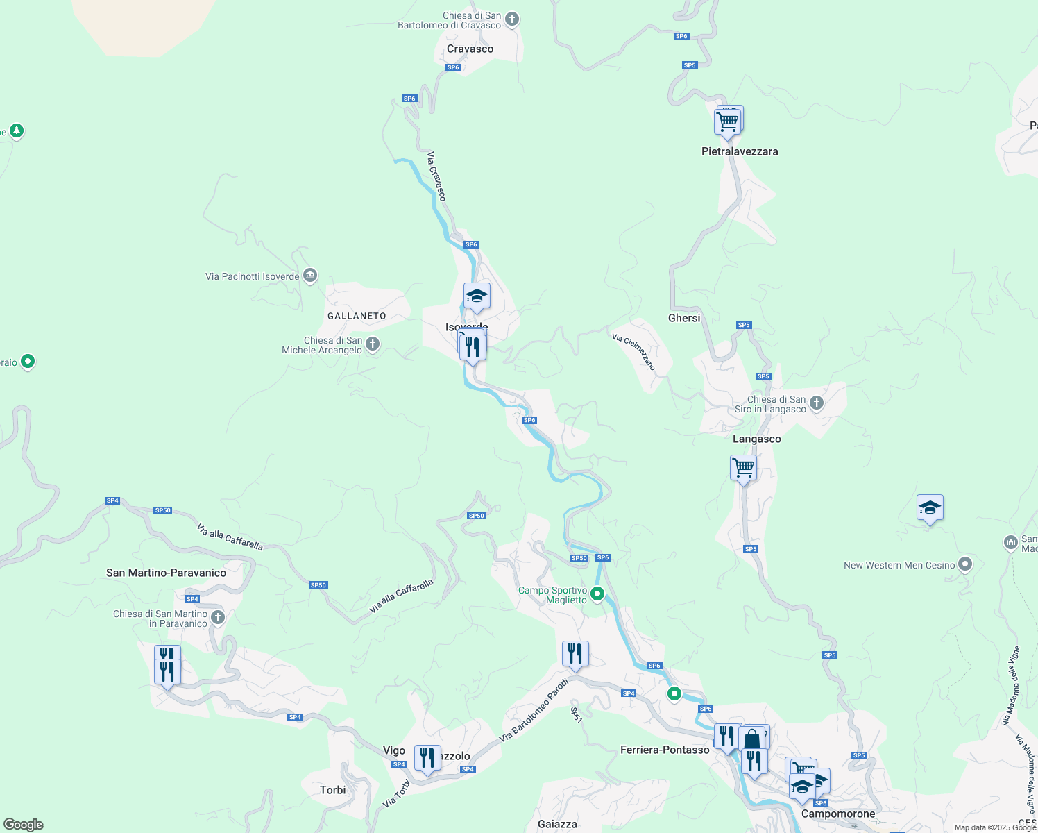 map of restaurants, bars, coffee shops, grocery stores, and more near 5 Via Isoverde in Isoverde