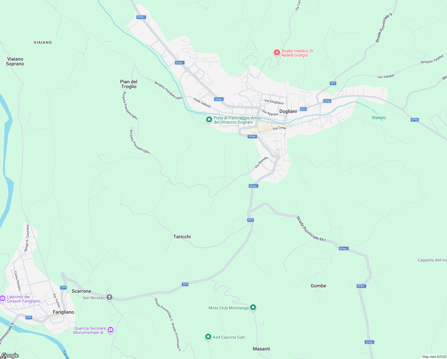 map of restaurants, bars, coffee shops, grocery stores, and more near 19 Borgata Biarella in Provincia di Cuneo