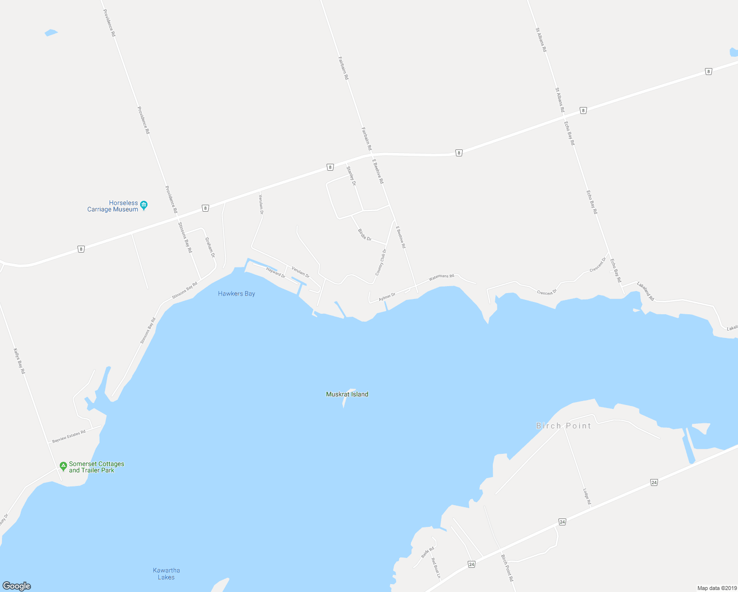 map of restaurants, bars, coffee shops, grocery stores, and more near 34 Aylmer Drive in Kawartha Lakes