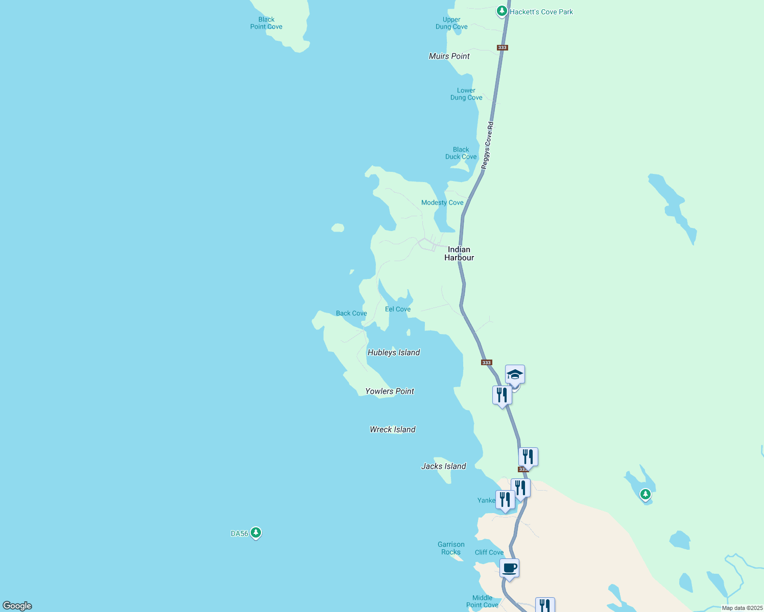map of restaurants, bars, coffee shops, grocery stores, and more near 194 Paddys Head Road in Indian Harbour